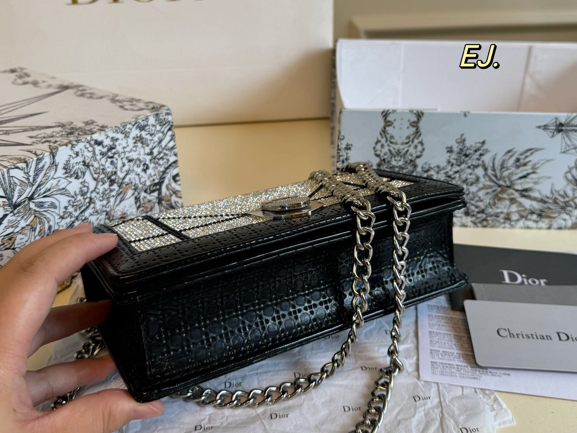 Dior AWA Full Diamond Shield Chain Bag