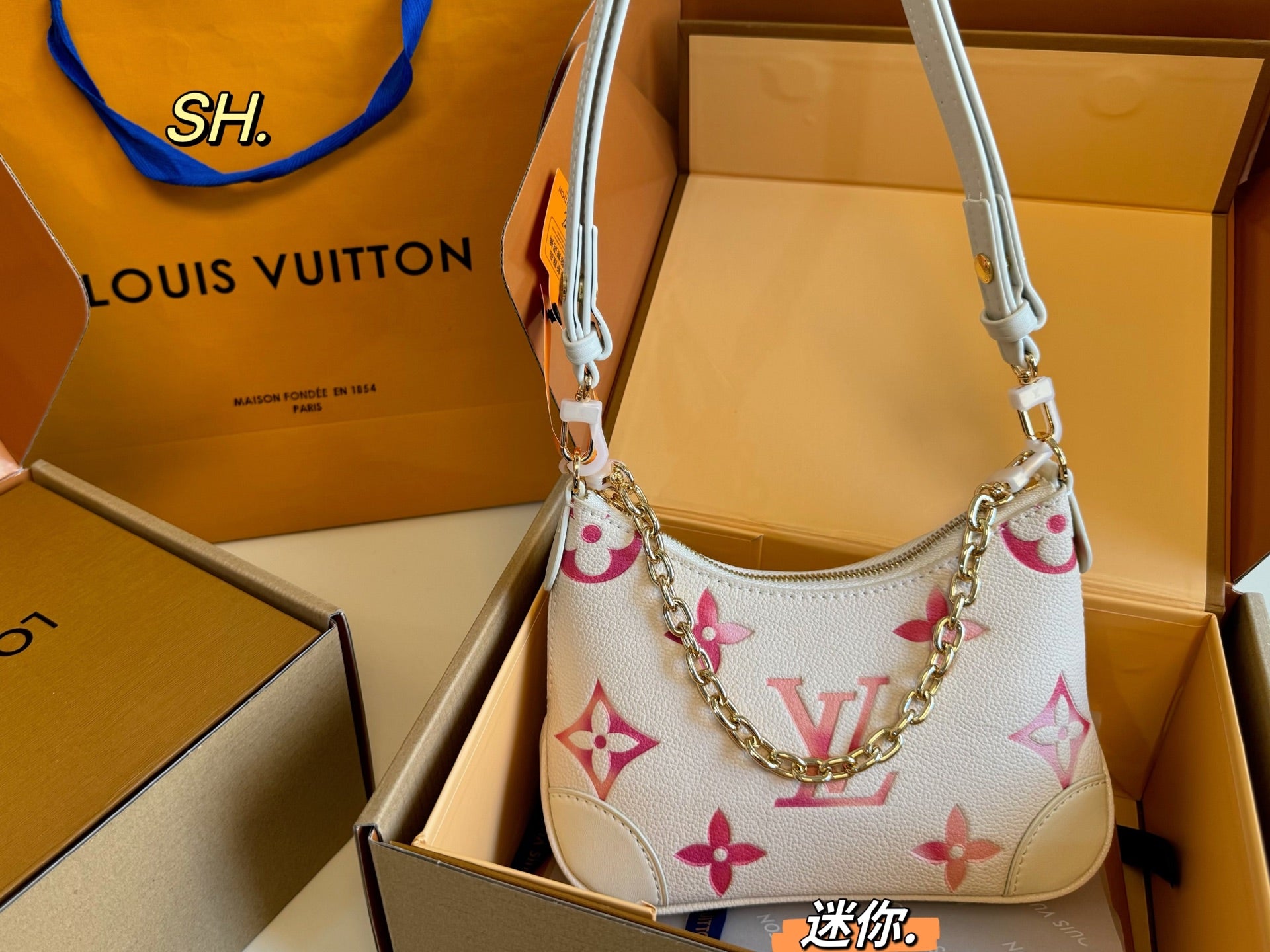 LV Boulogne Mini Embossed Vintage Horn Bag
