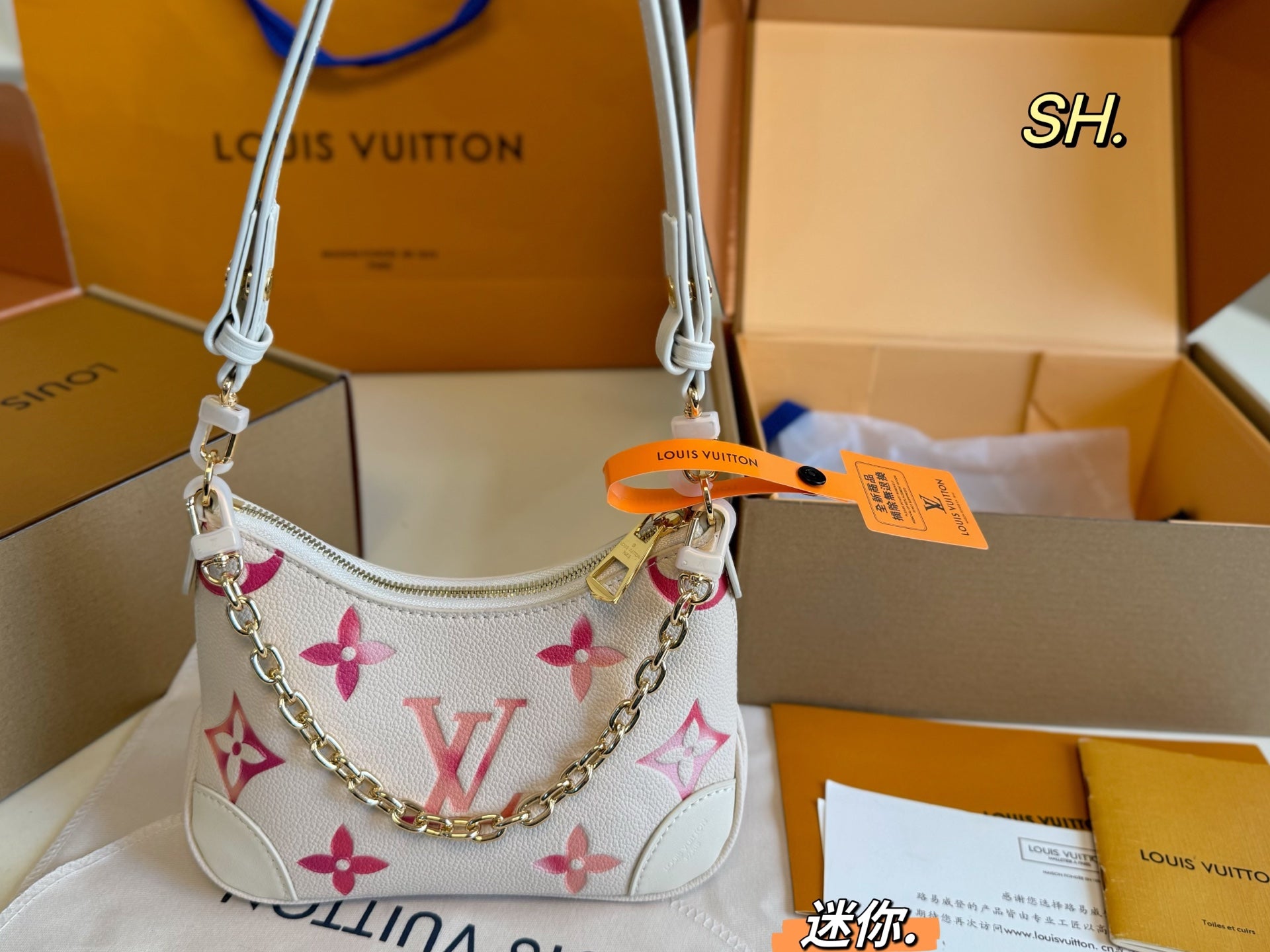LV Boulogne Mini Embossed Vintage Horn Bag