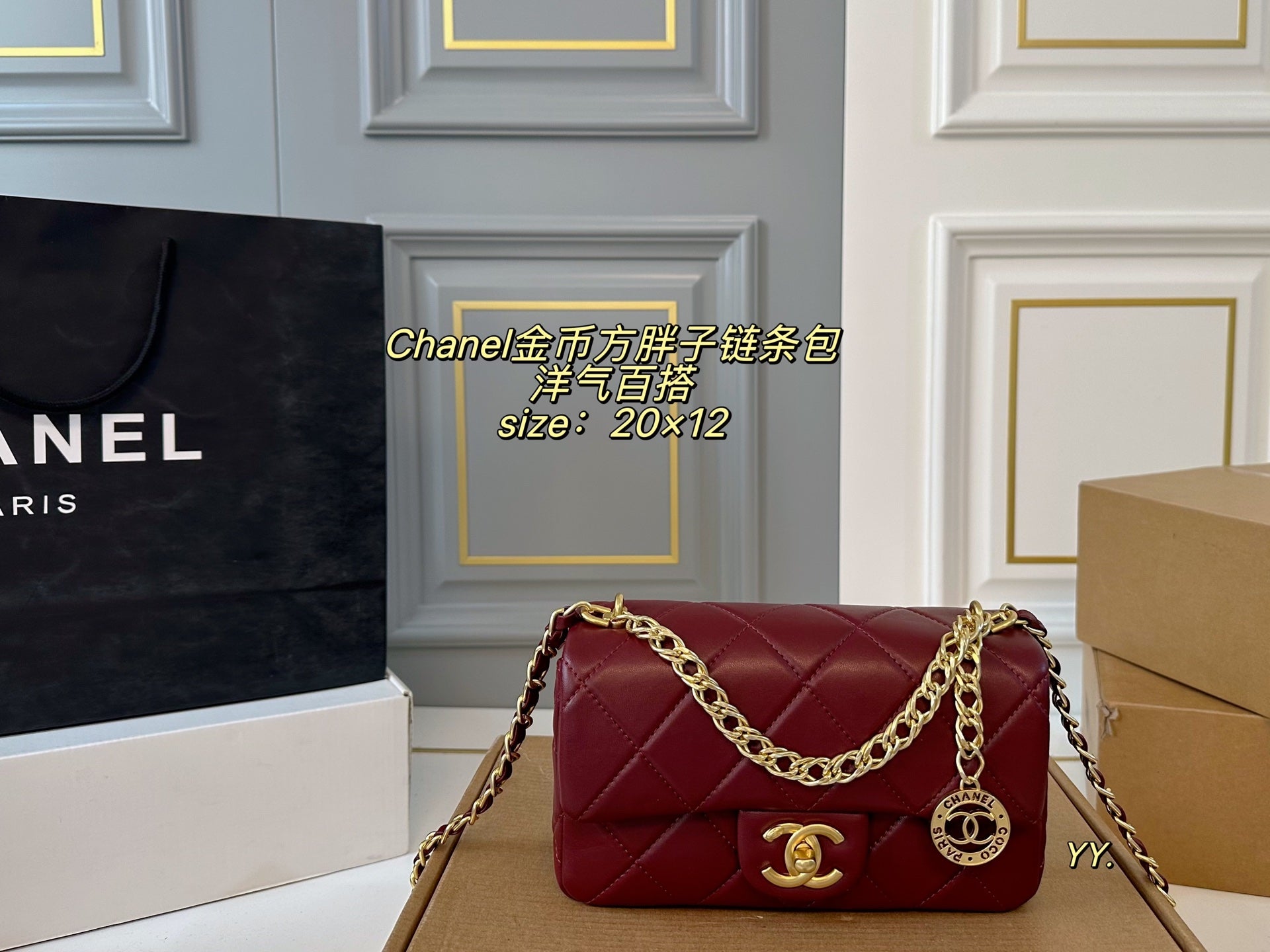 CHANEL Gold Coin Chain Square Bag