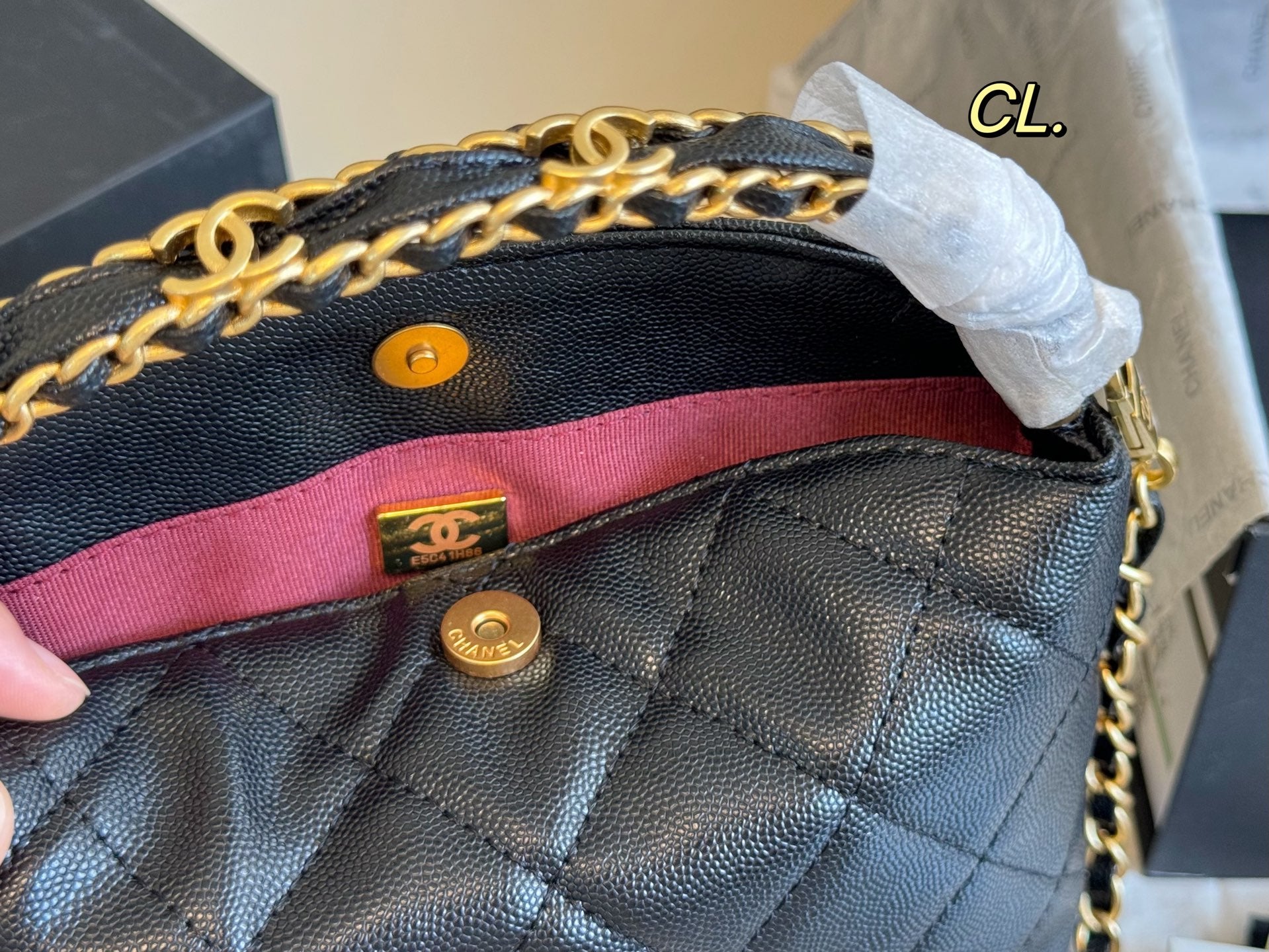 CHANEL 24a hobo Lunch box bag with metal handle