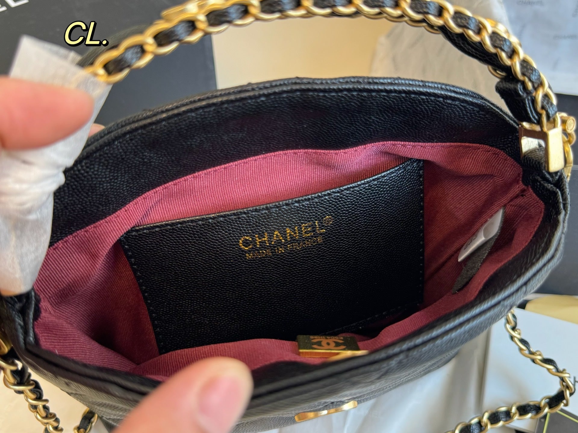 CHANEL 24a hobo Lunch box bag with metal handle