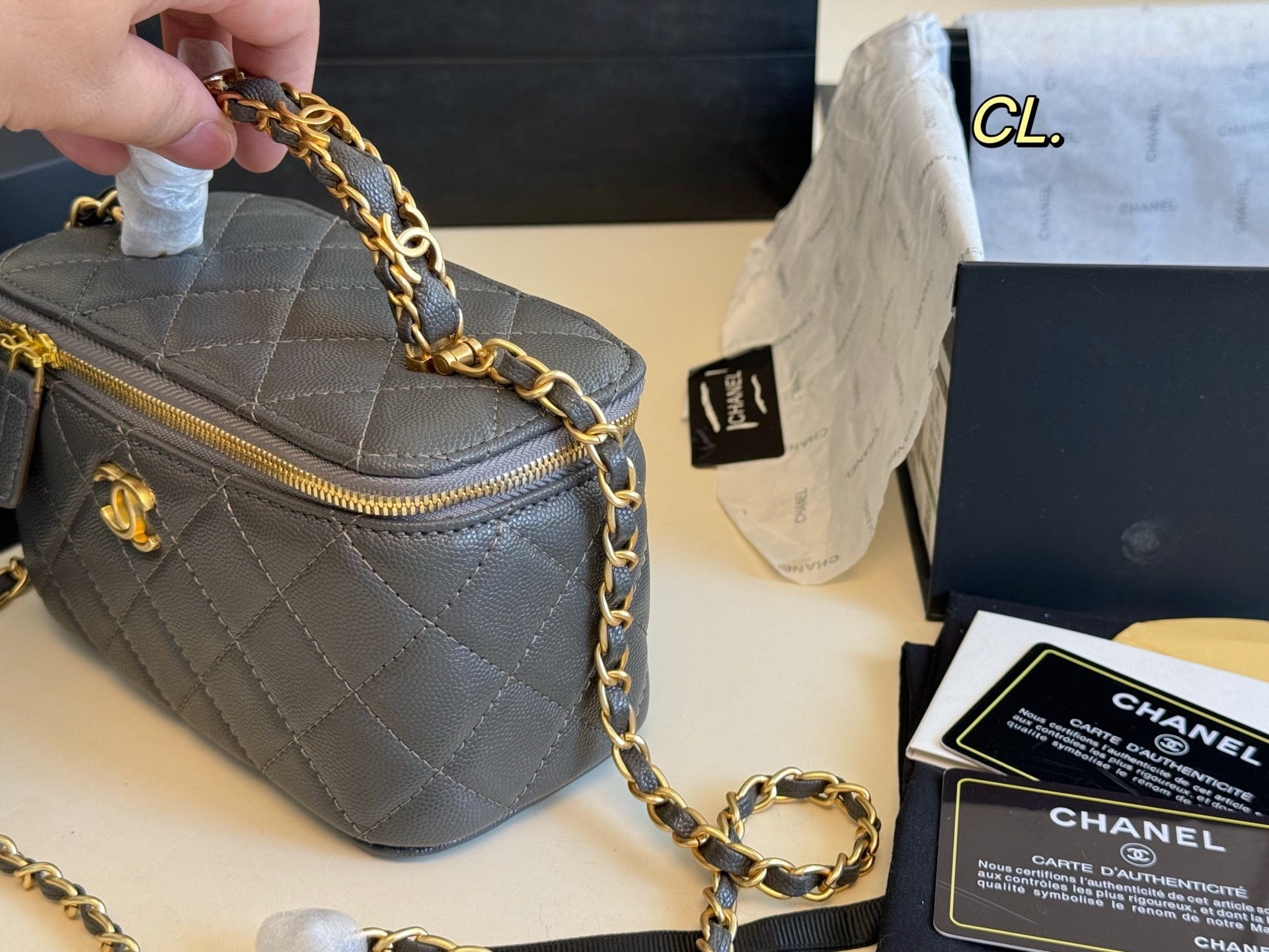 CHANEL Checkerboard Handle Box Bag