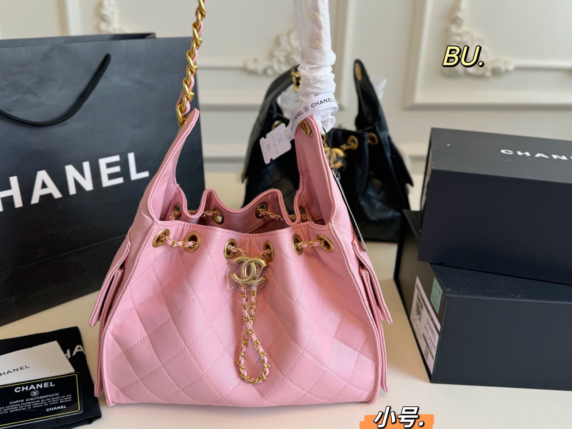 CHANEL 25c hobo Drawstring Chain Bucket Bag