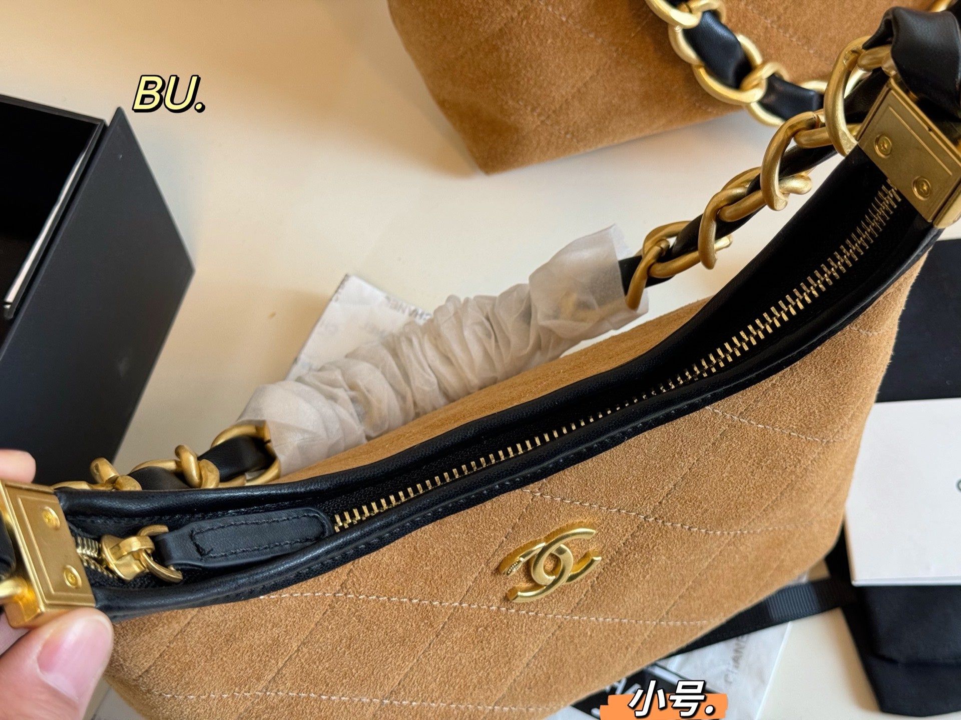 CHANEL 24a Suede Hobo Underarm Bag