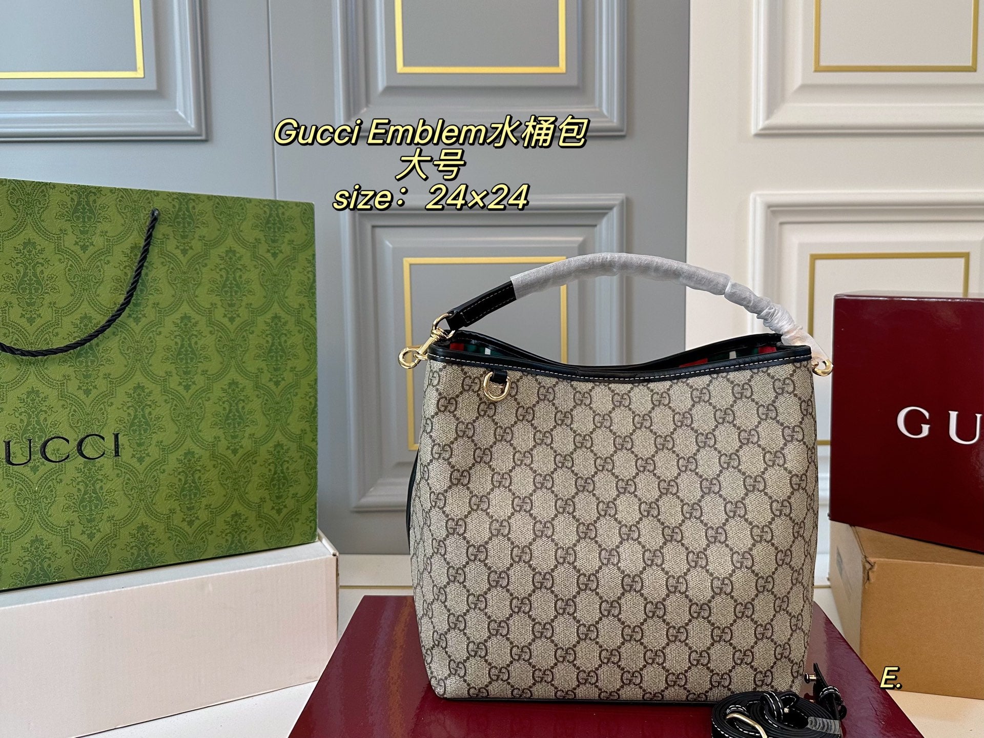 GUCCI Emblem Bucket Bag