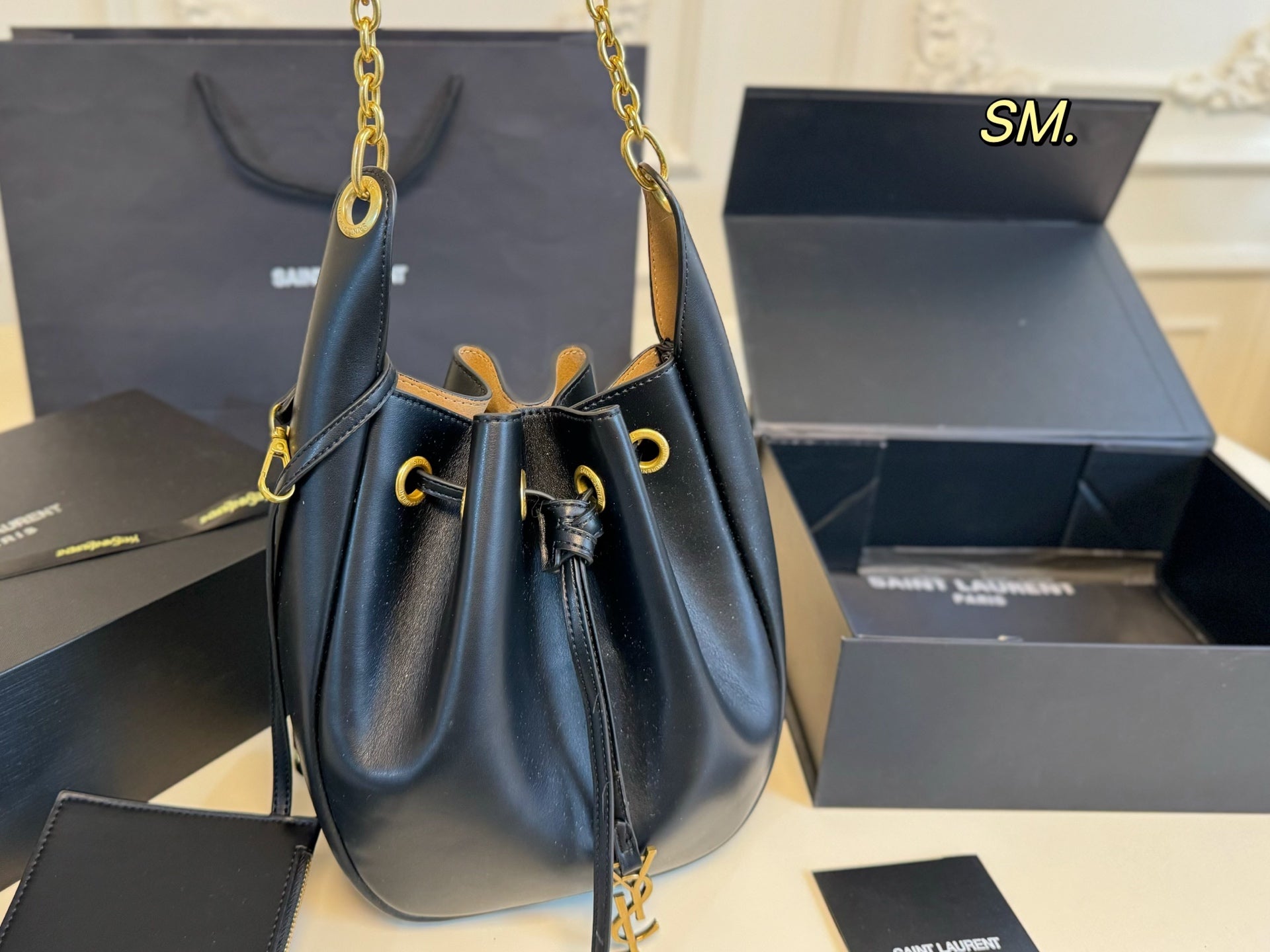 YSL Drawstring bucket shopping bag