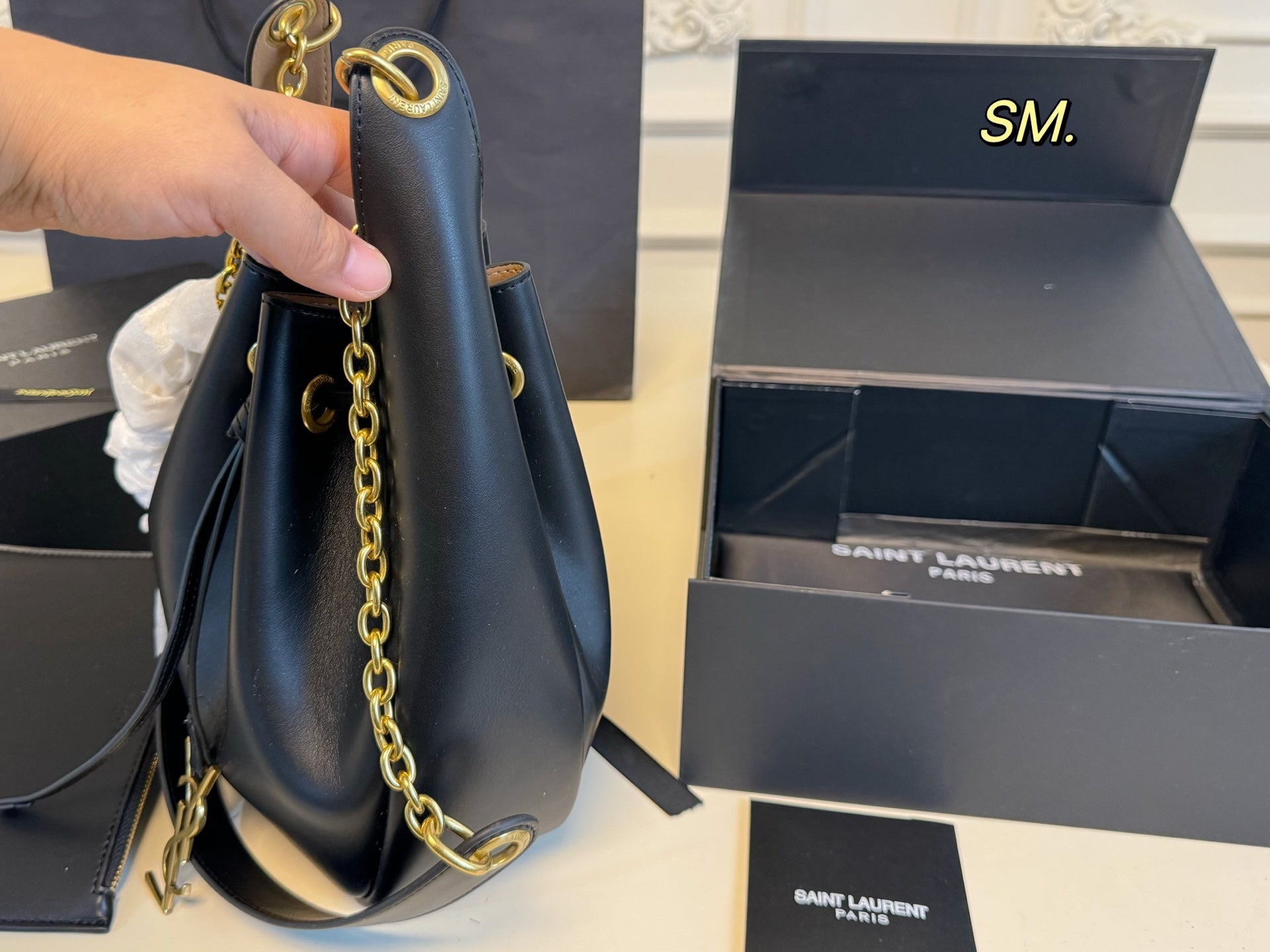 YSL Drawstring bucket shopping bag