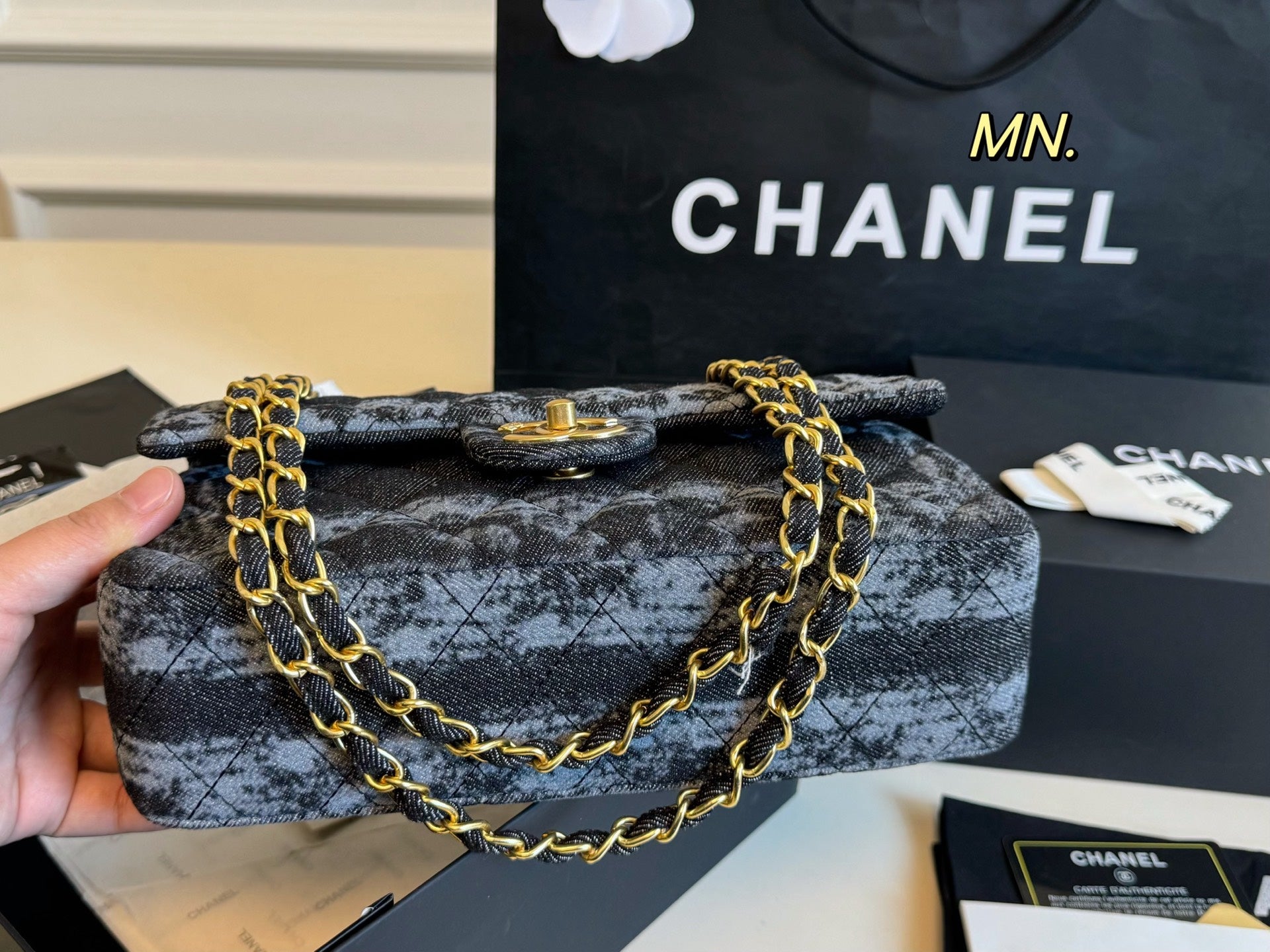 Chanel Denim CF Double Flap Chain Bag