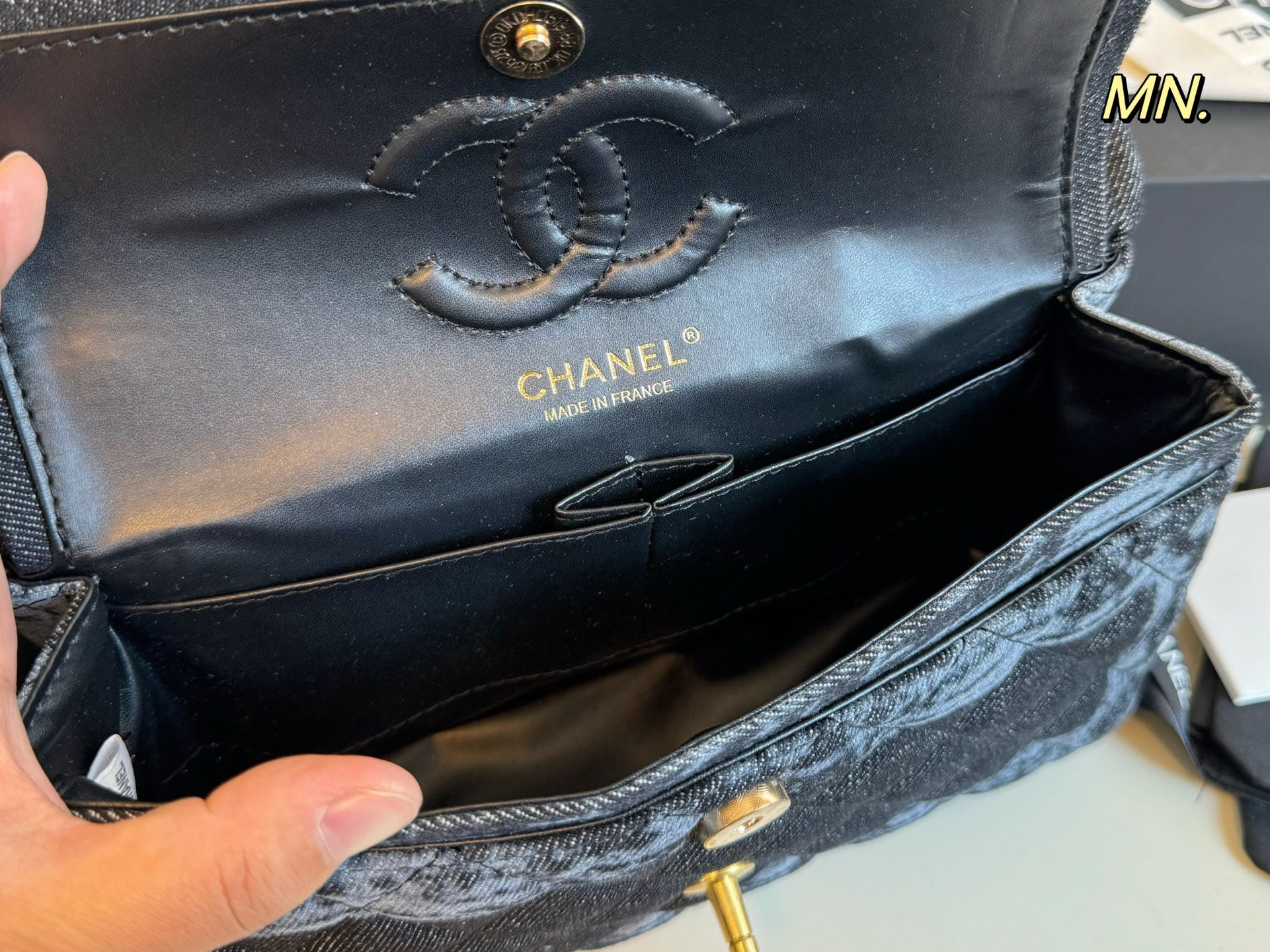 Chanel Denim CF Double Flap Chain Bag