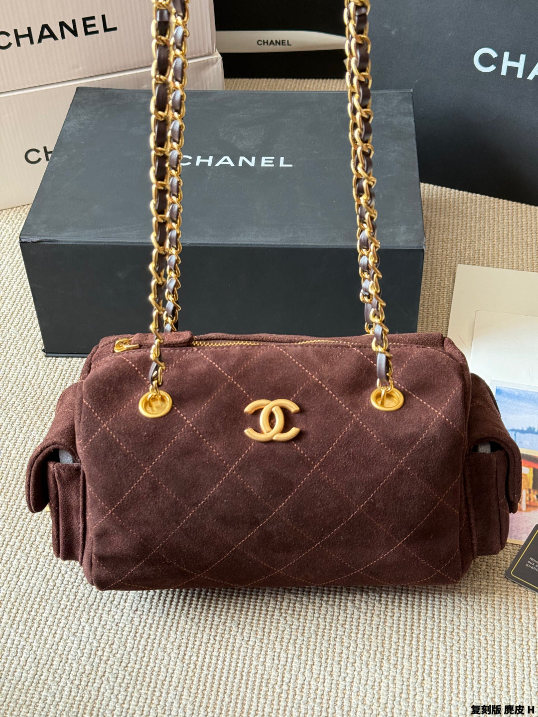 Chanel 25K Suede Bowling Bag