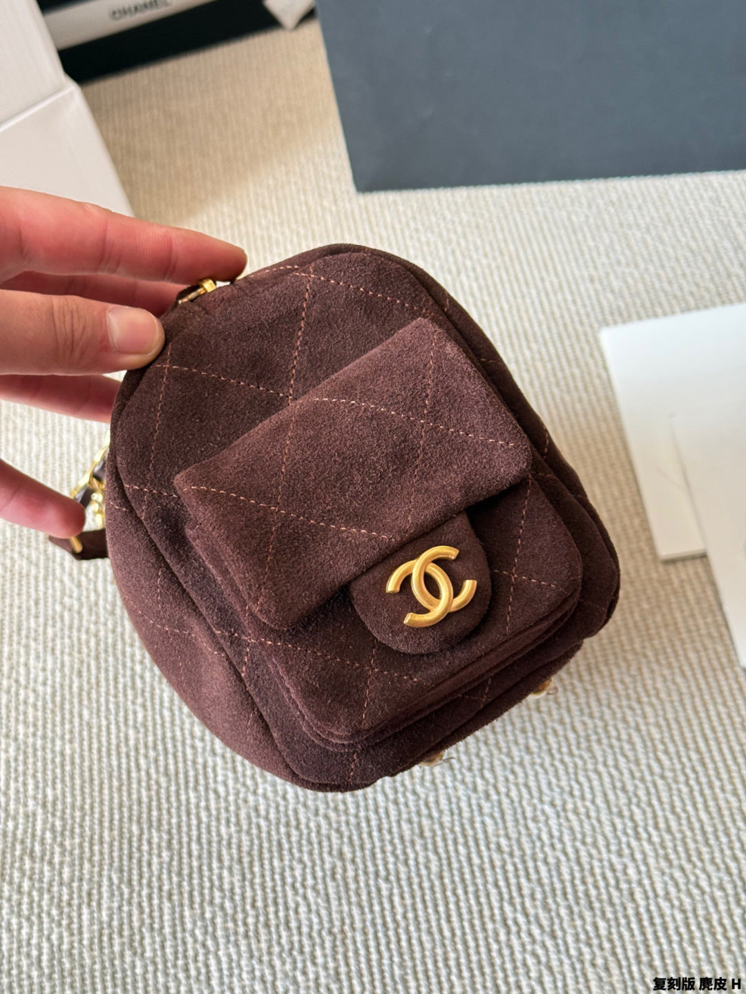 Chanel 25K Suede Bowling Bag