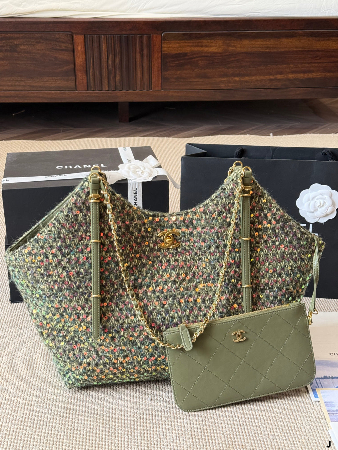 Chanel Polka Dot Chain Tote Bag