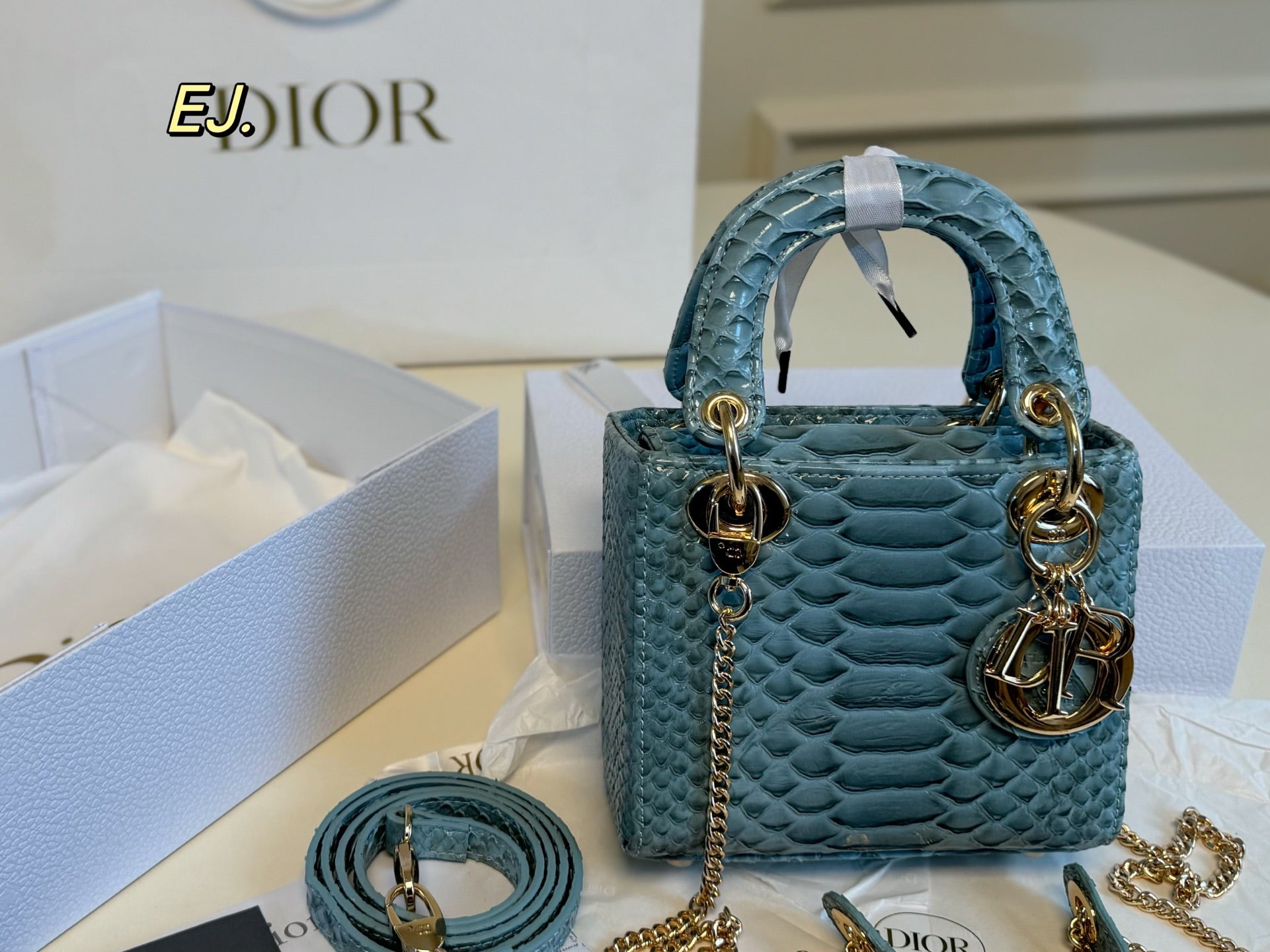 Lady Dior Python-patterned Handbag