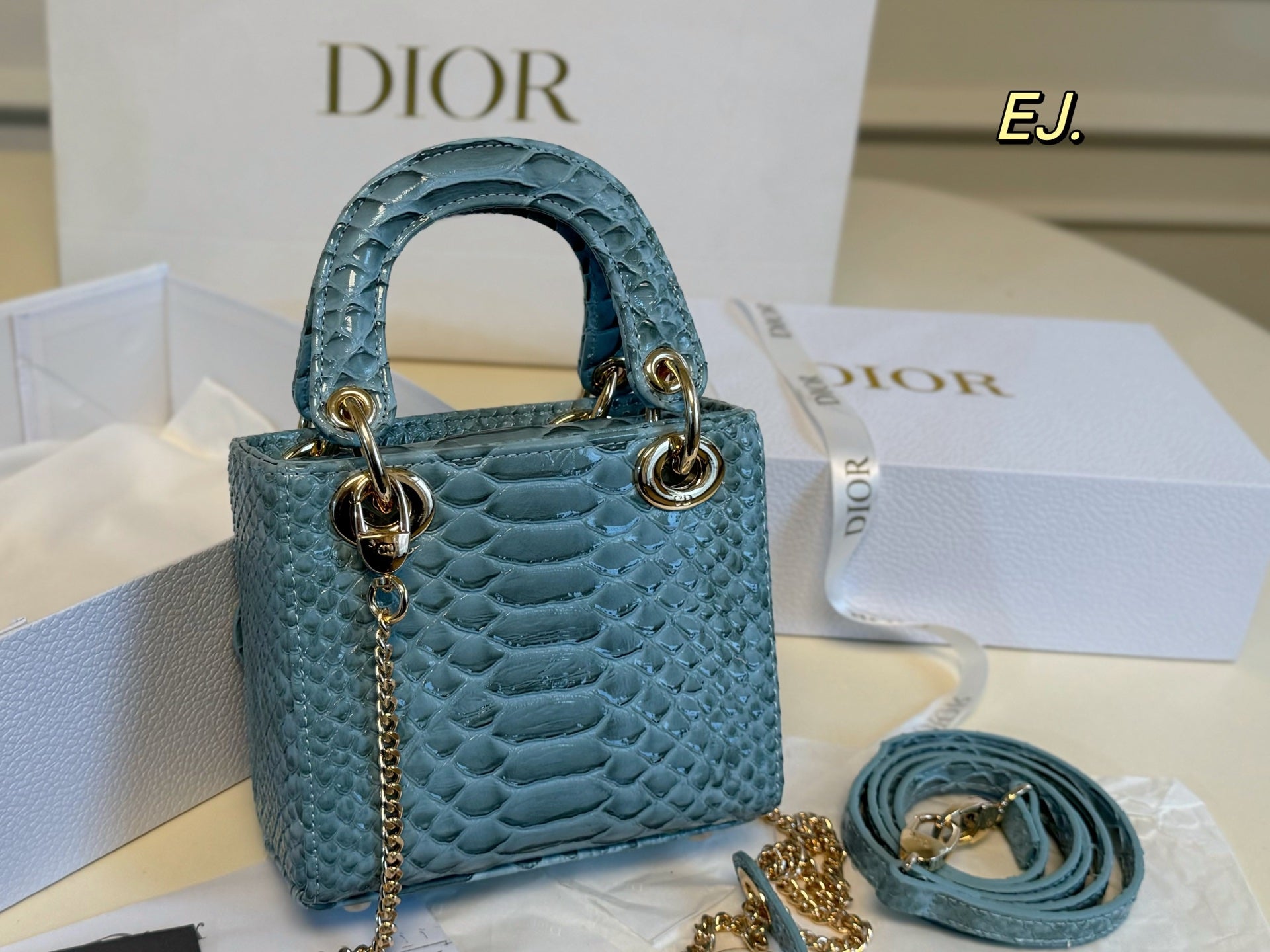 Lady Dior Python-patterned Handbag