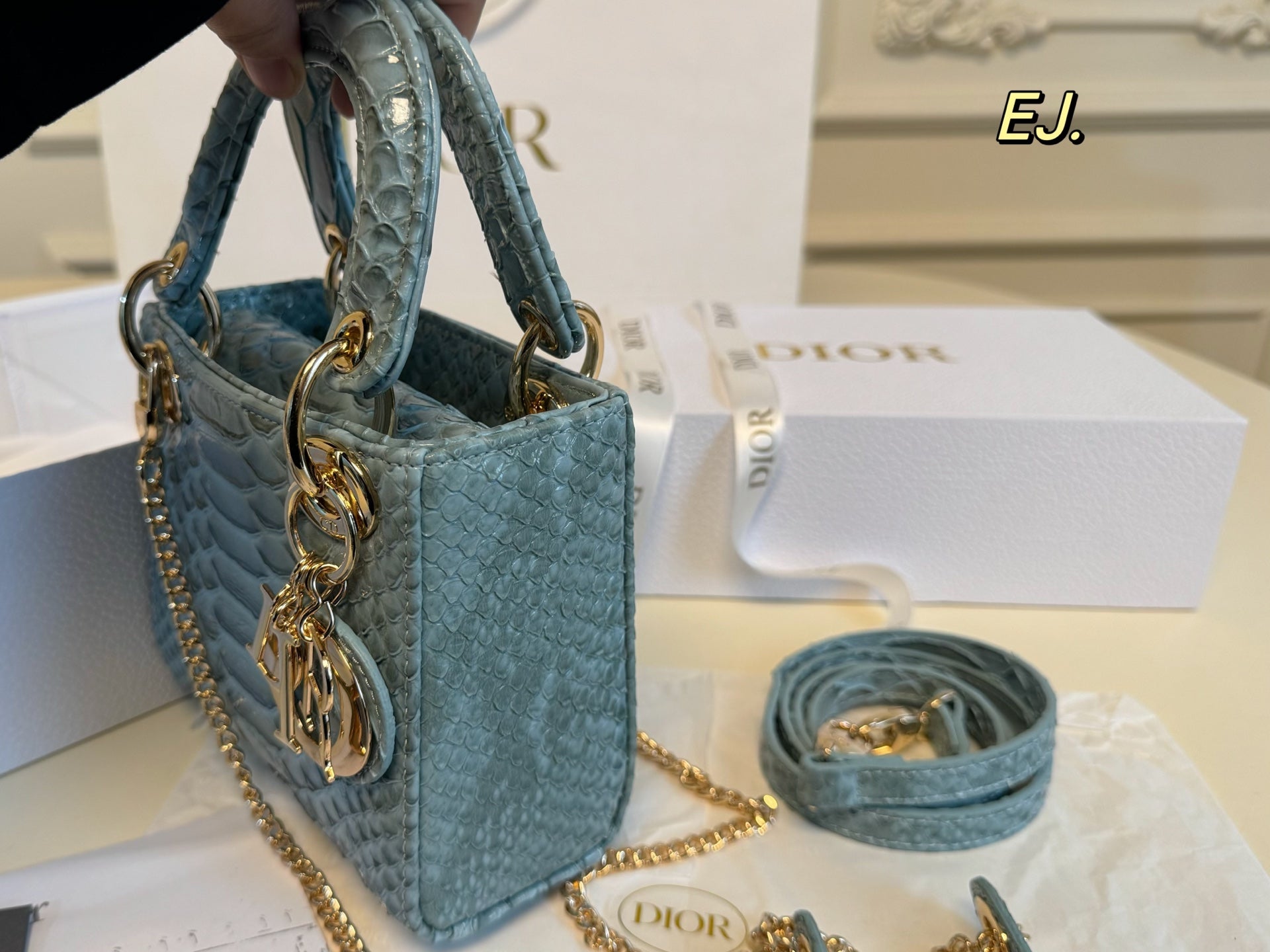 Lady Dior Python-patterned Handbag