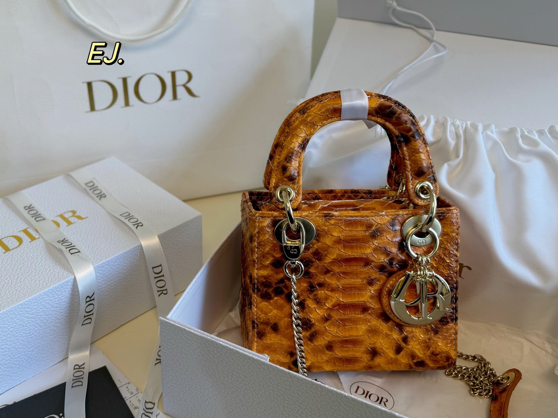 Lady Dior Rare leather pattern handbag