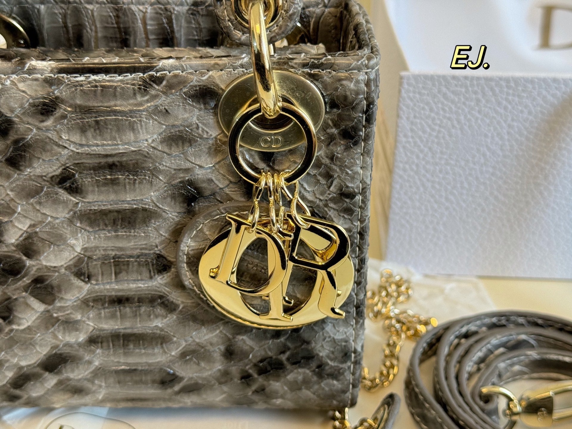 Lady Dior Rare leather pattern handbag