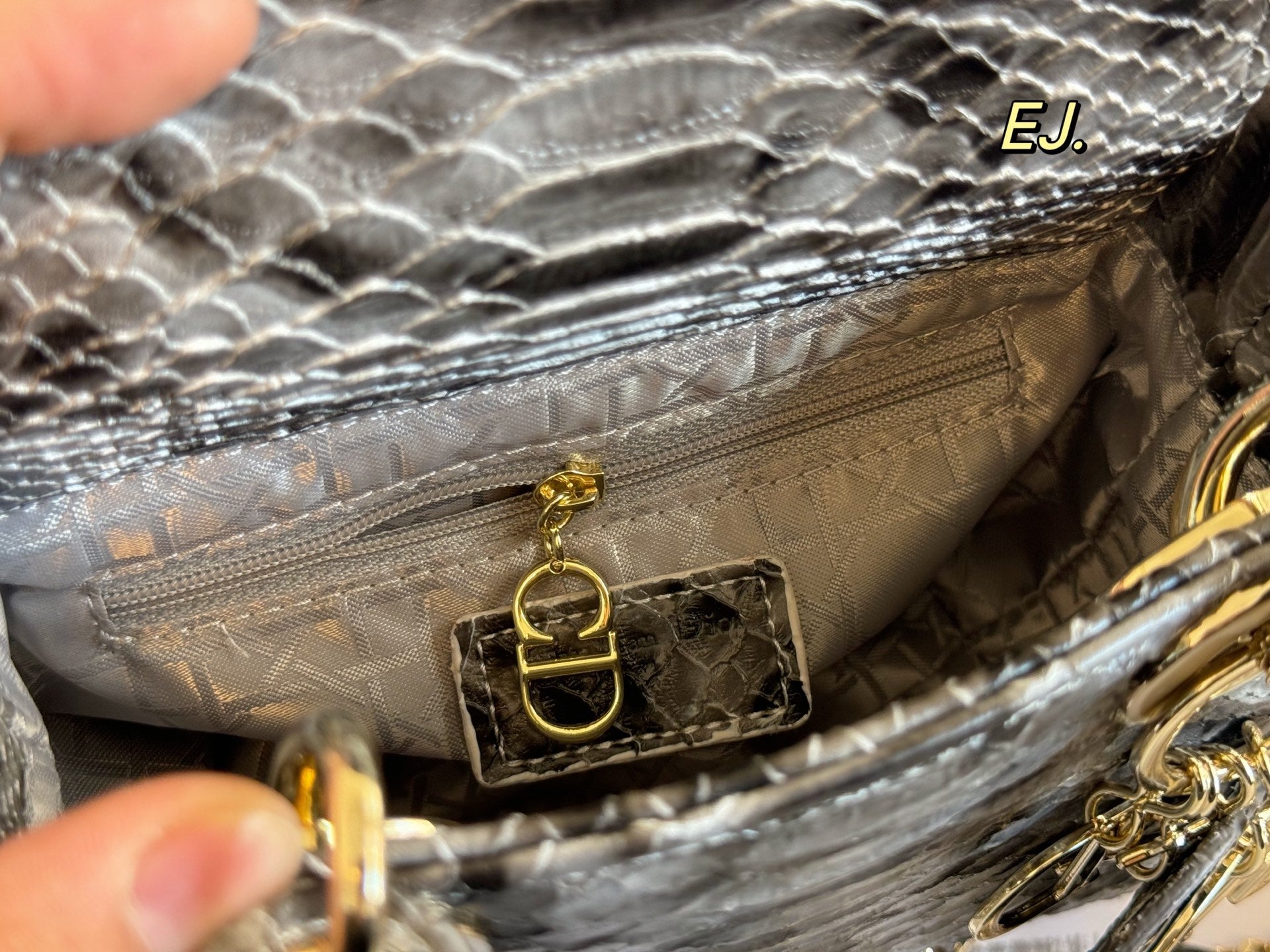 Lady Dior Rare leather pattern handbag