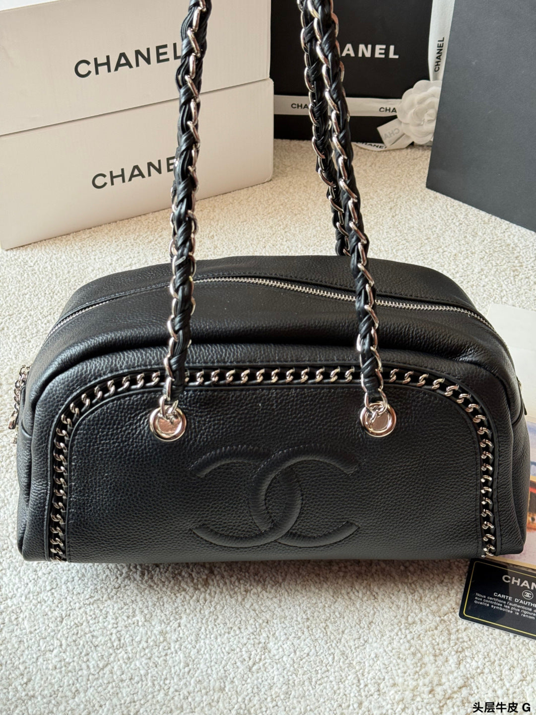 Chanel Oil-Wax Leather Bowling Bag