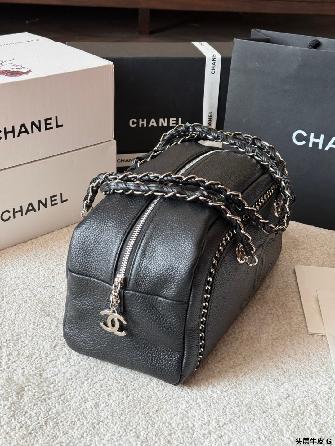 Chanel Oil-Wax Leather Bowling Bag