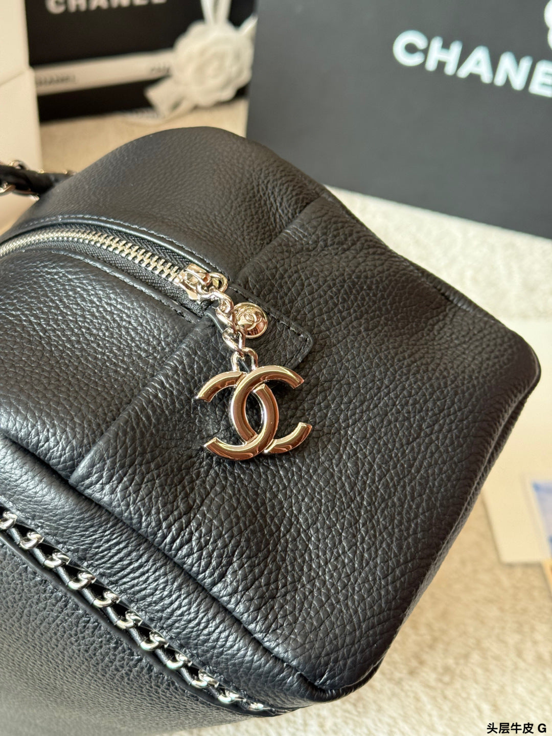 Chanel Oil-Wax Leather Bowling Bag