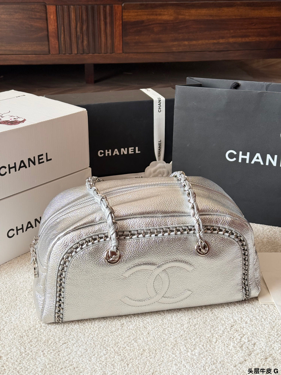 Chanel Oil-Wax Leather Bowling Bag