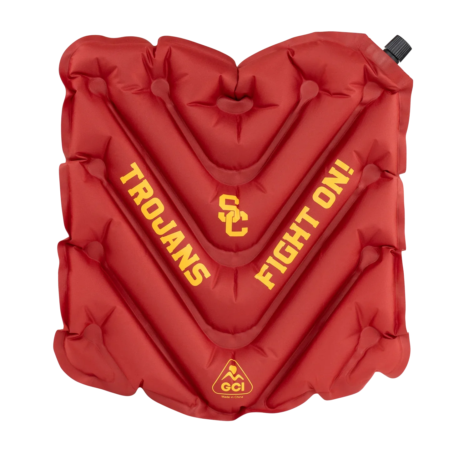 Front angle of V Seat with USC Trojans print.