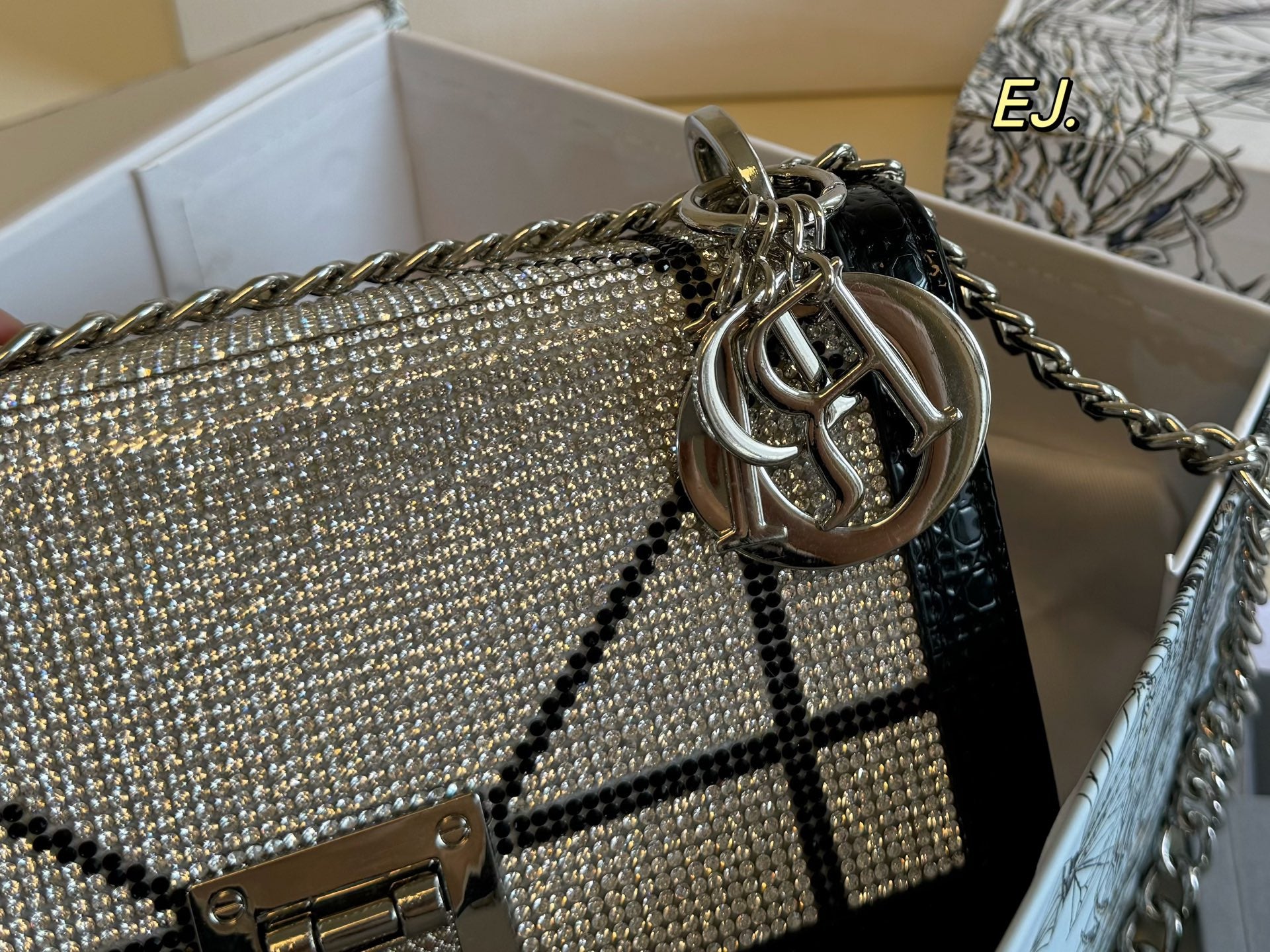 Dior AWA Full Diamond Shield Chain Bag