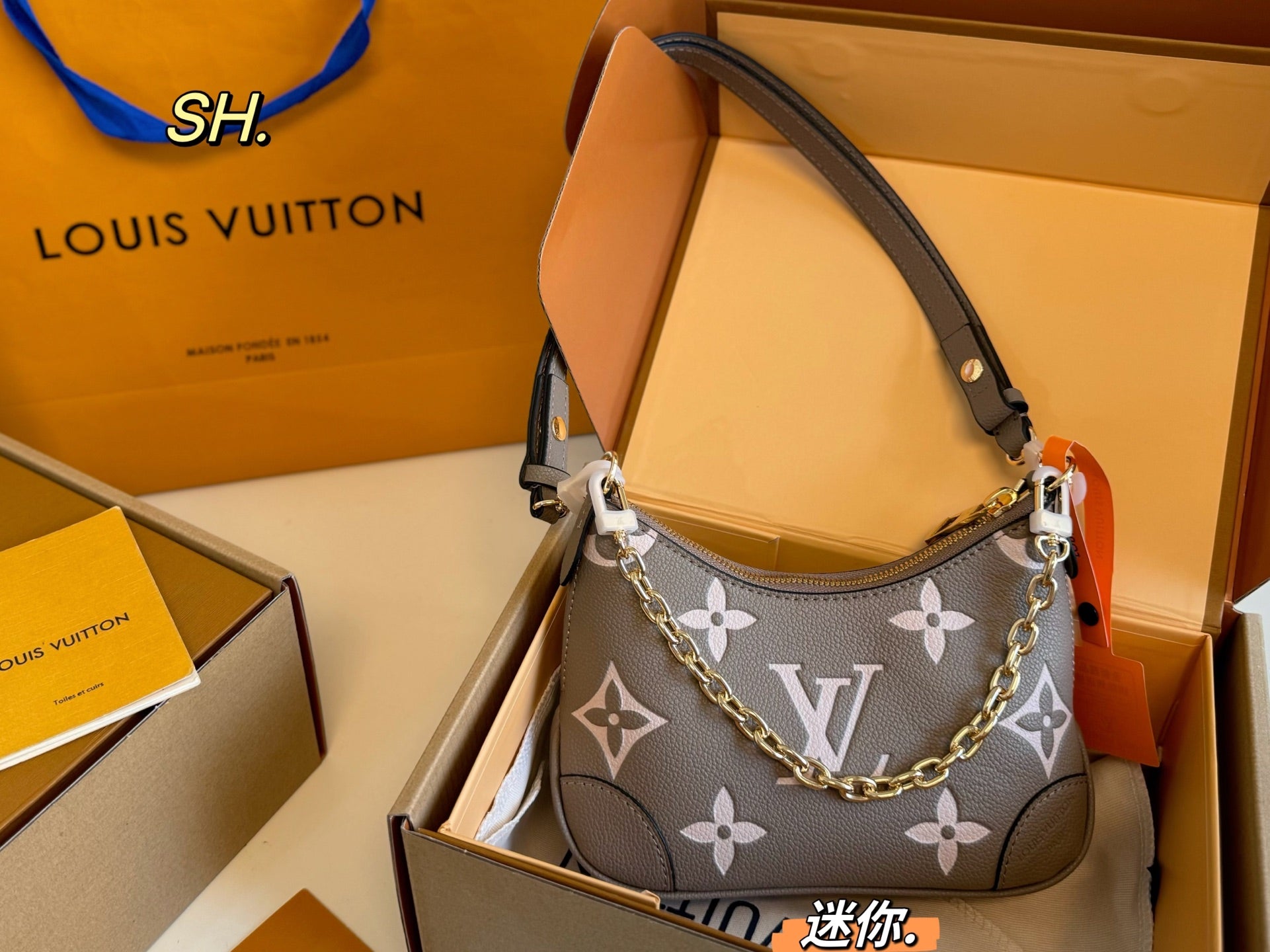 LV Boulogne Mini Embossed Vintage Horn Bag