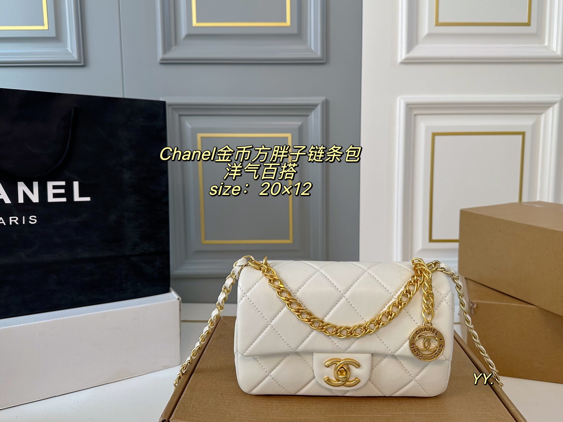 CHANEL Gold Coin Chain Square Bag
