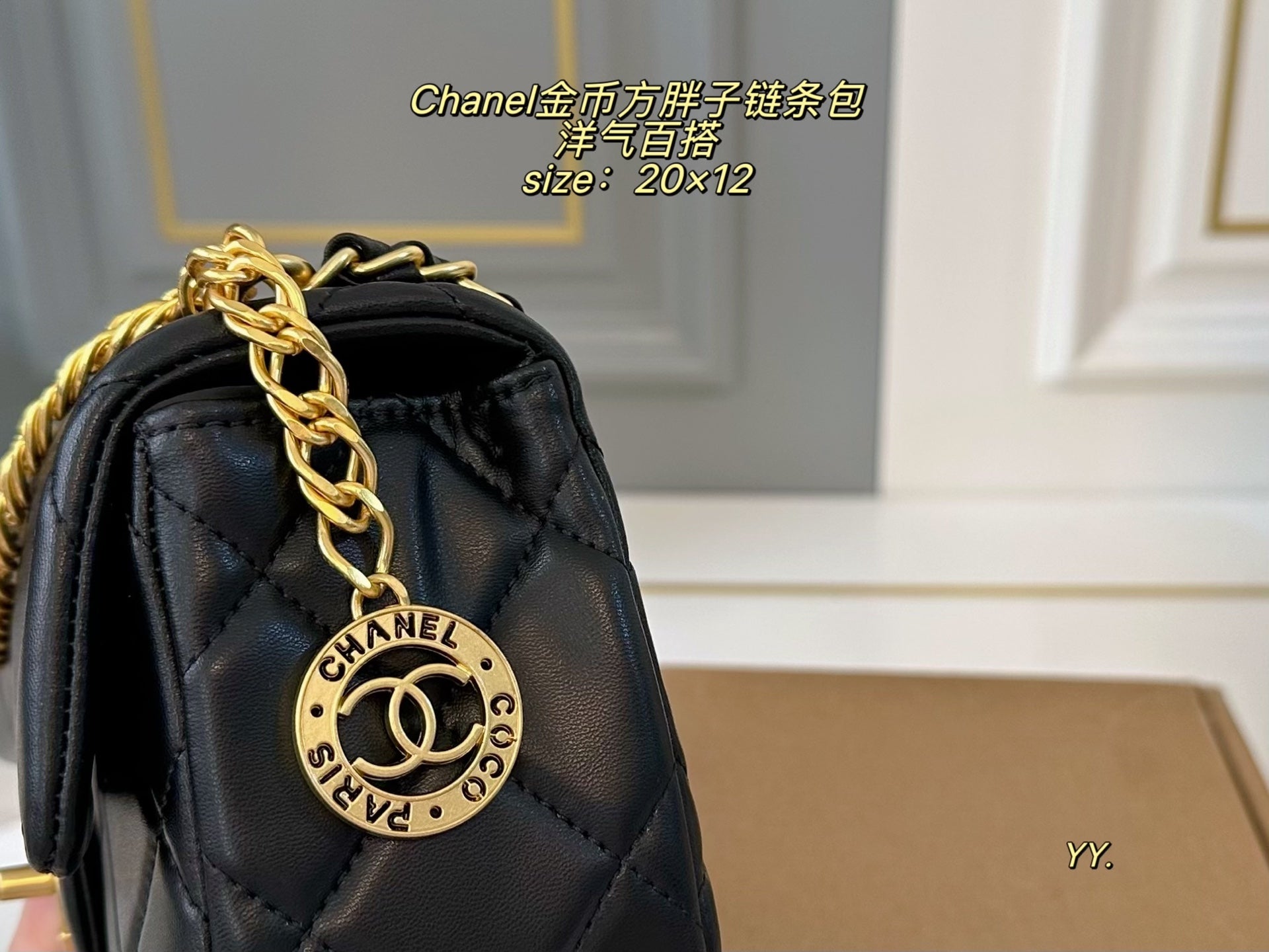 CHANEL Gold Coin Chain Square Bag