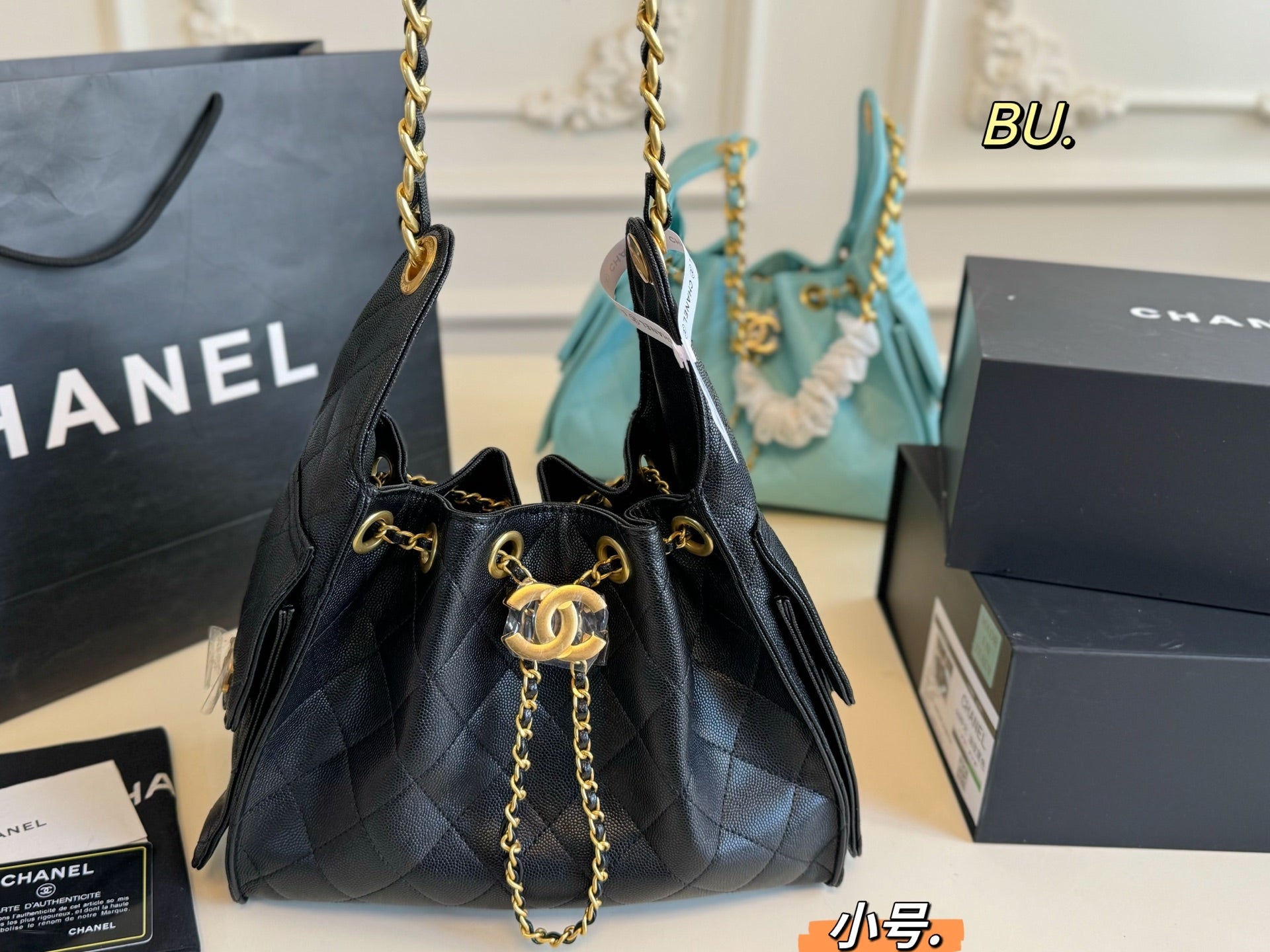 CHANEL 25c hobo Drawstring Chain Bucket Bag