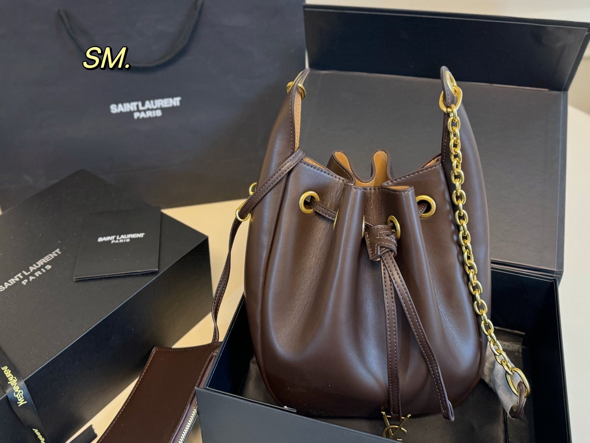 YSL Drawstring bucket shopping bag