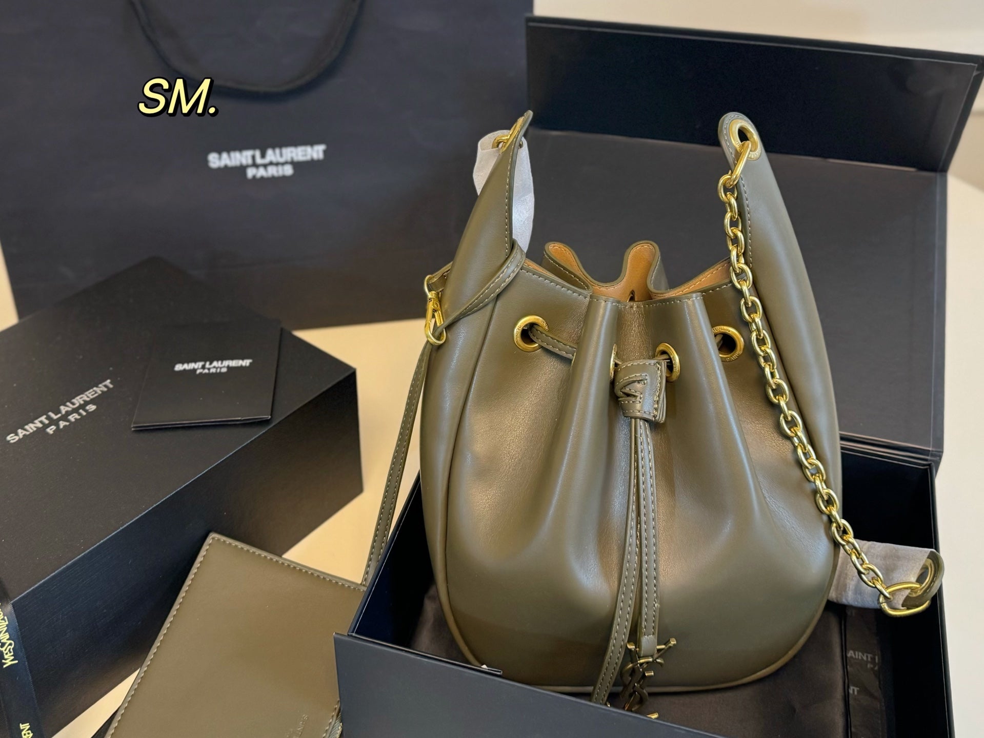 YSL Drawstring bucket shopping bag
