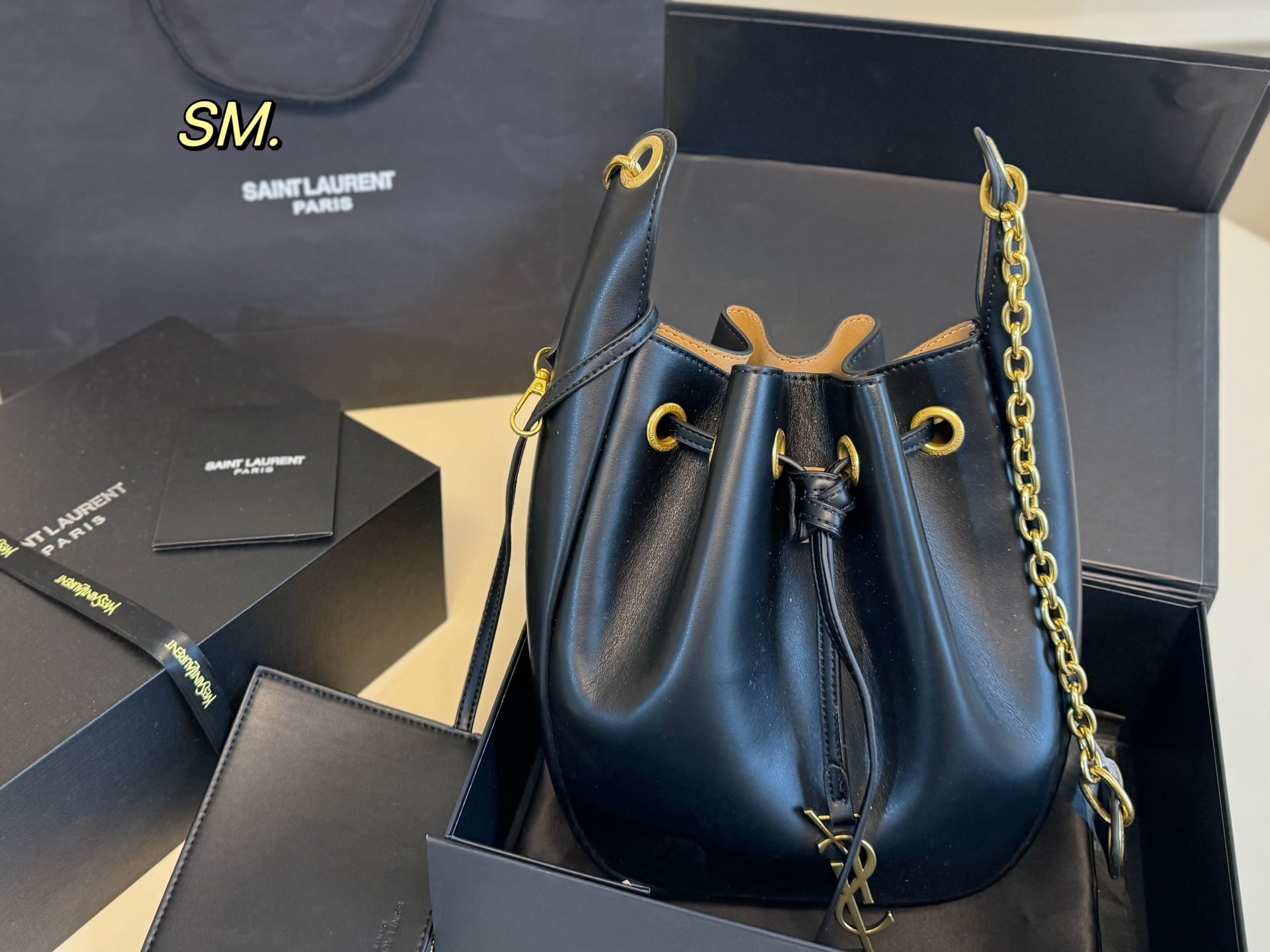 YSL Drawstring bucket shopping bag