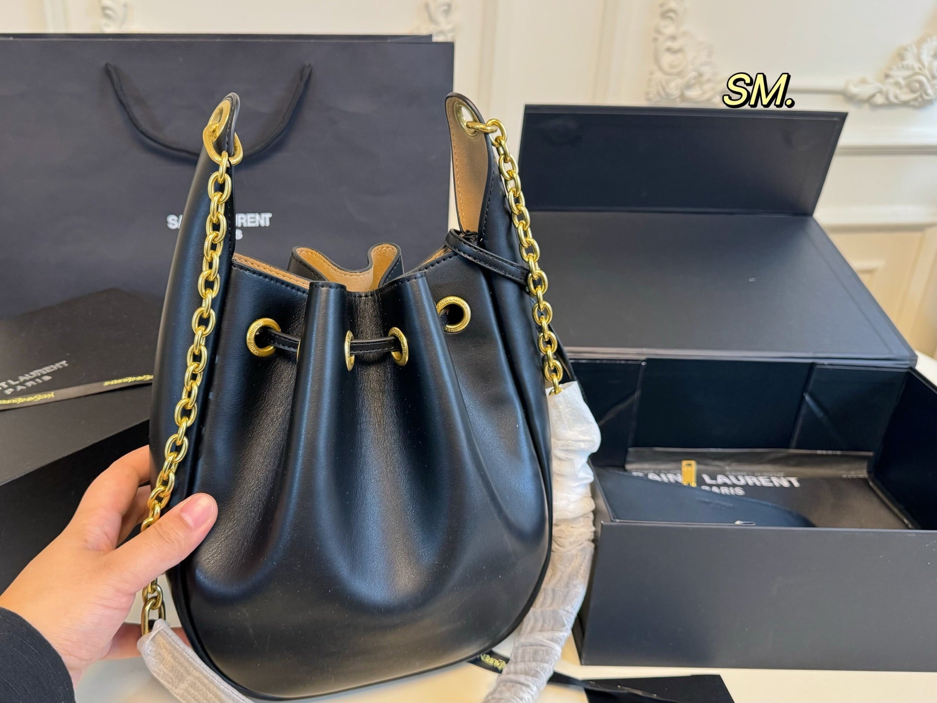 YSL Drawstring bucket shopping bag