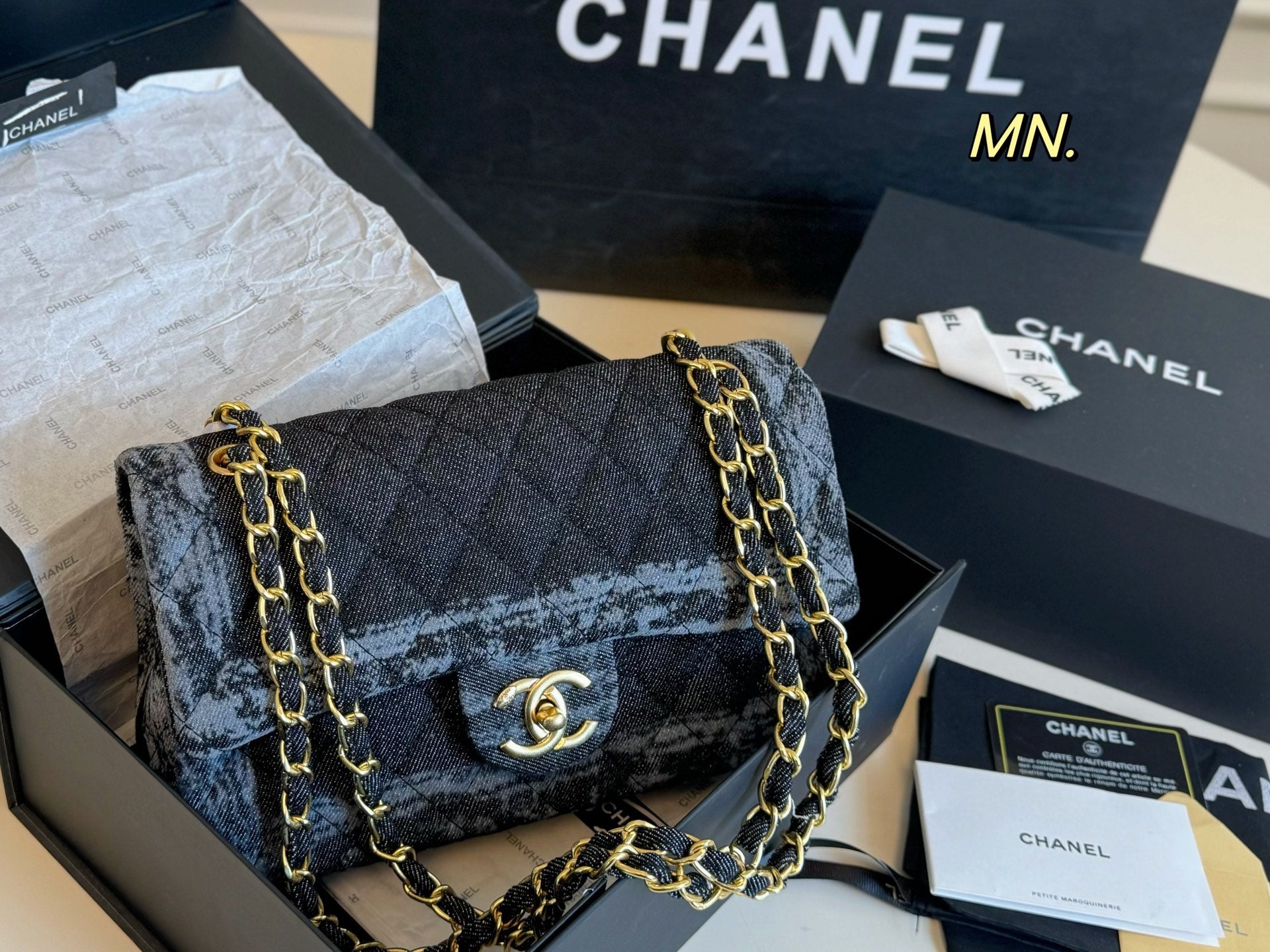 Chanel Denim CF Double Flap Chain Bag