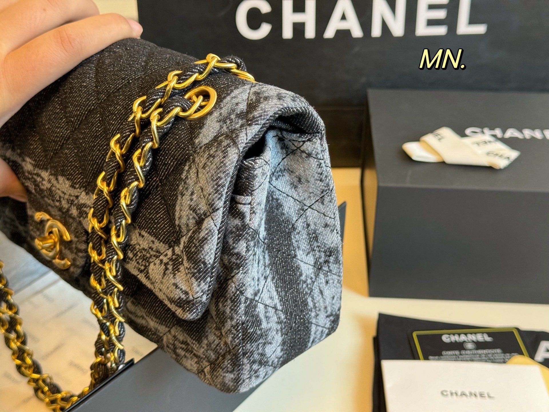 Chanel Denim CF Double Flap Chain Bag