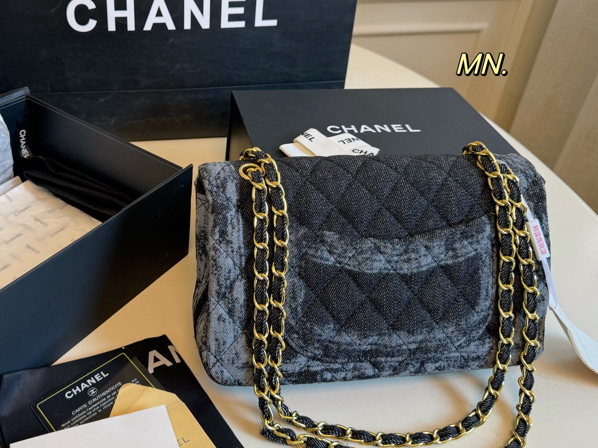 Chanel Denim CF Double Flap Chain Bag