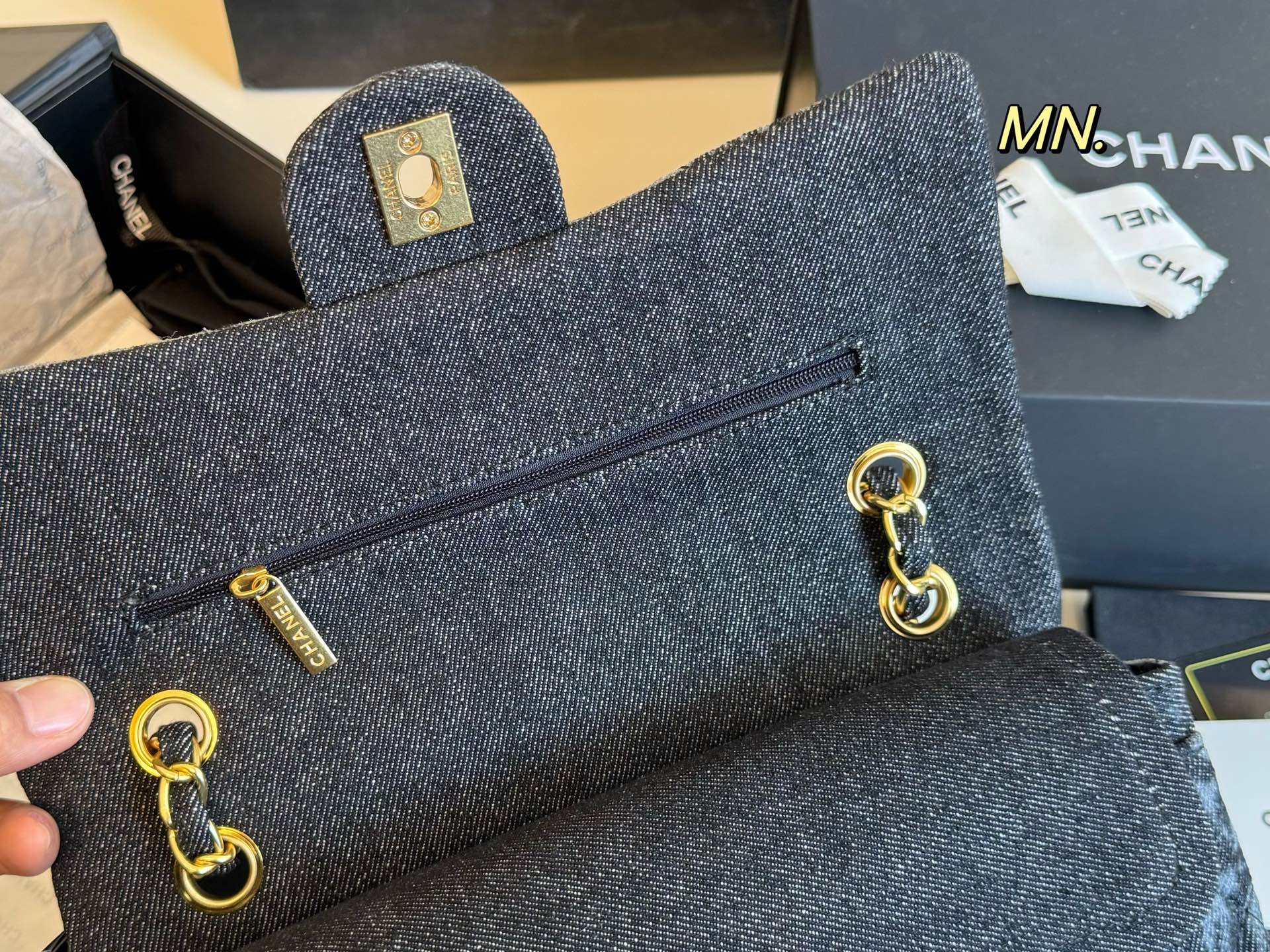 Chanel Denim CF Double Flap Chain Bag