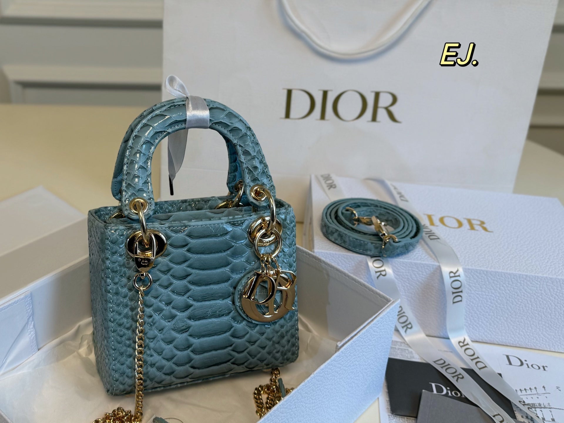 Lady Dior Python-patterned Handbag