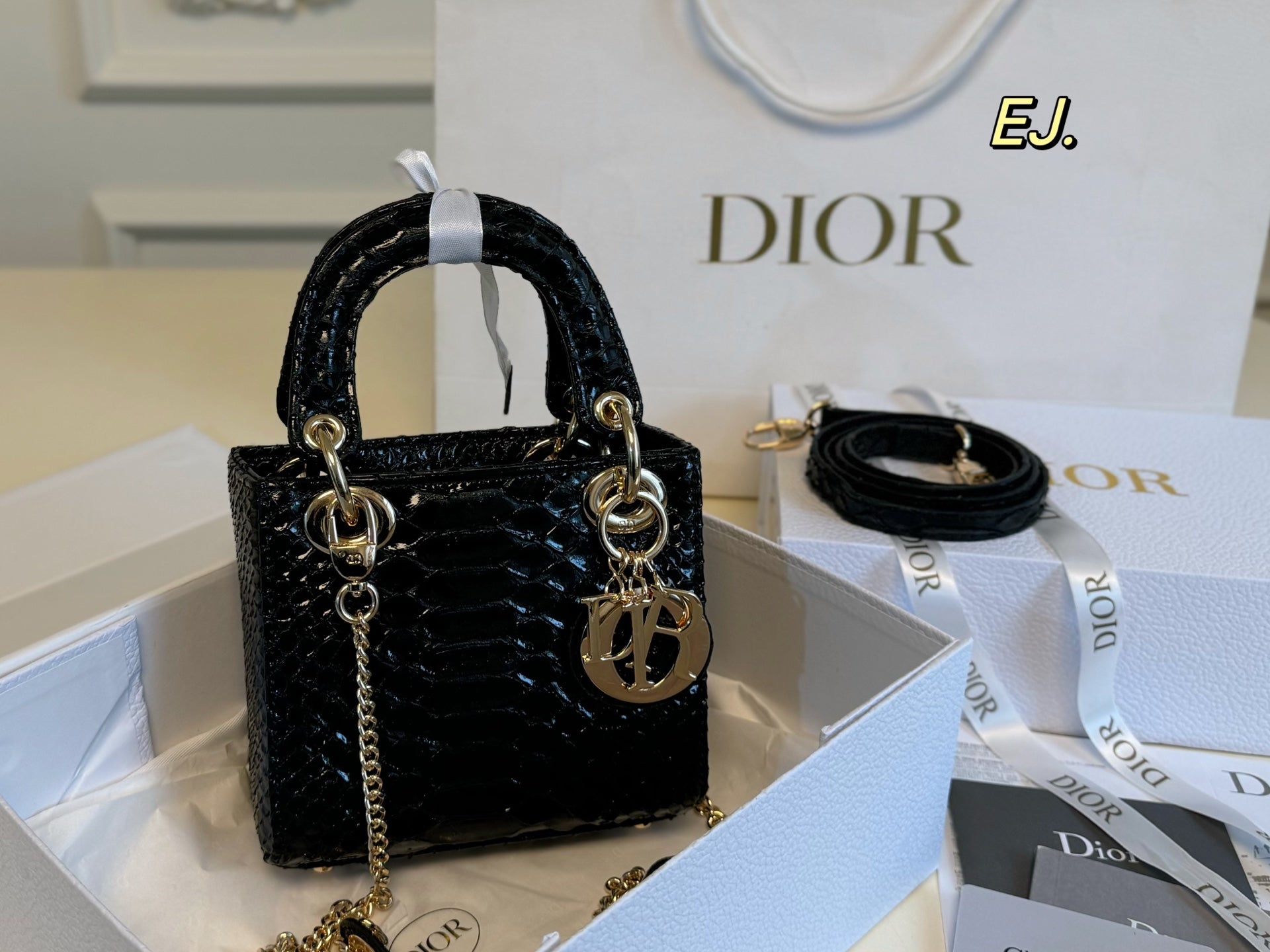 Lady Dior Python-patterned Handbag