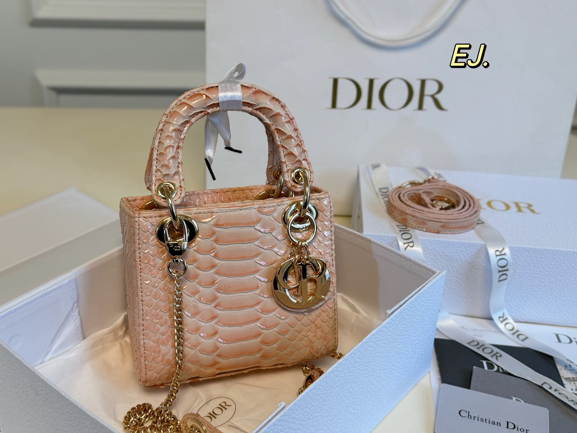 Lady Dior Python-patterned Handbag