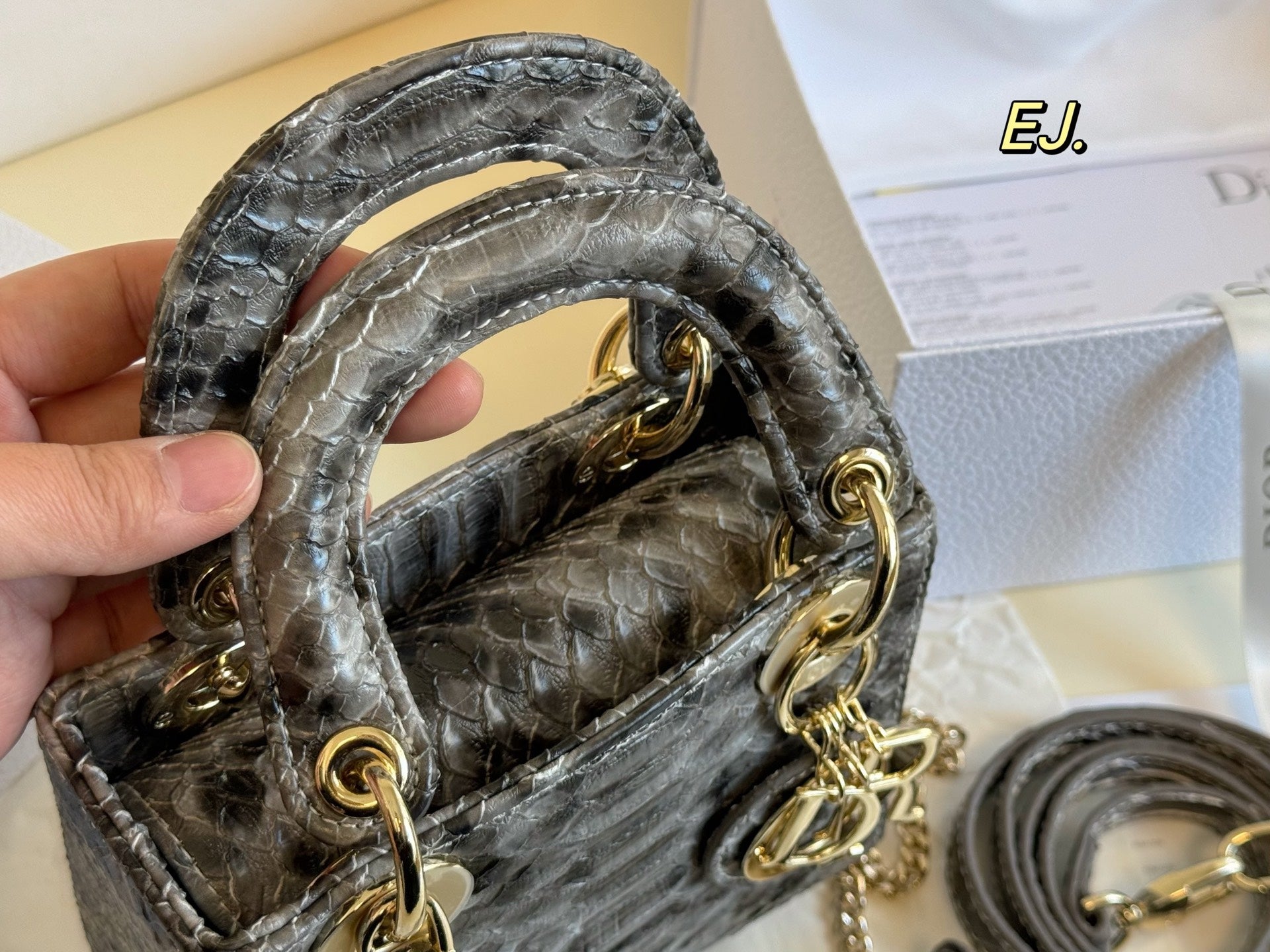 Lady Dior Rare leather pattern handbag