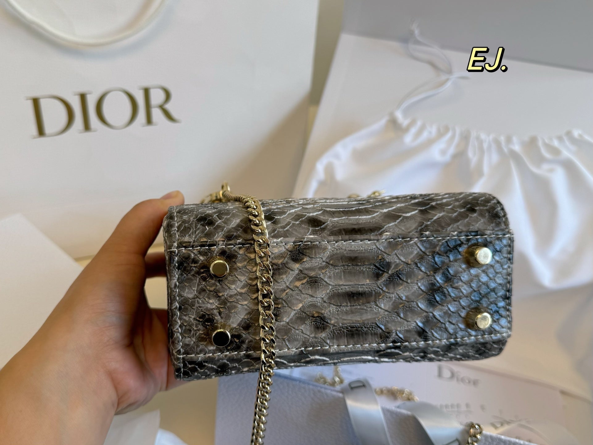 Lady Dior Rare leather pattern handbag