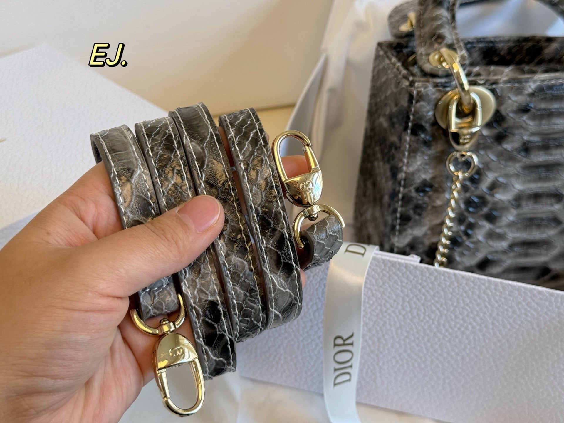 Lady Dior Rare leather pattern handbag