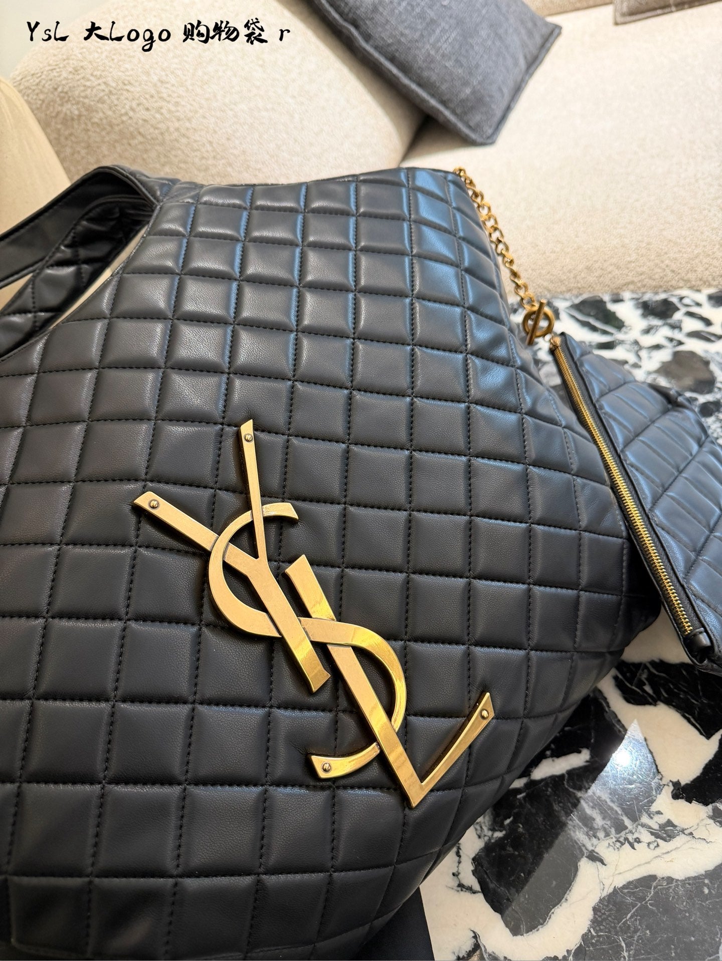 YSL Icare Argyle Tote Bag