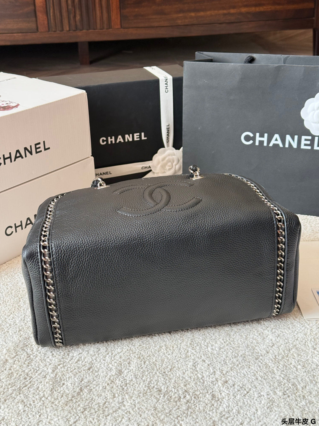 Chanel Oil-Wax Leather Bowling Bag